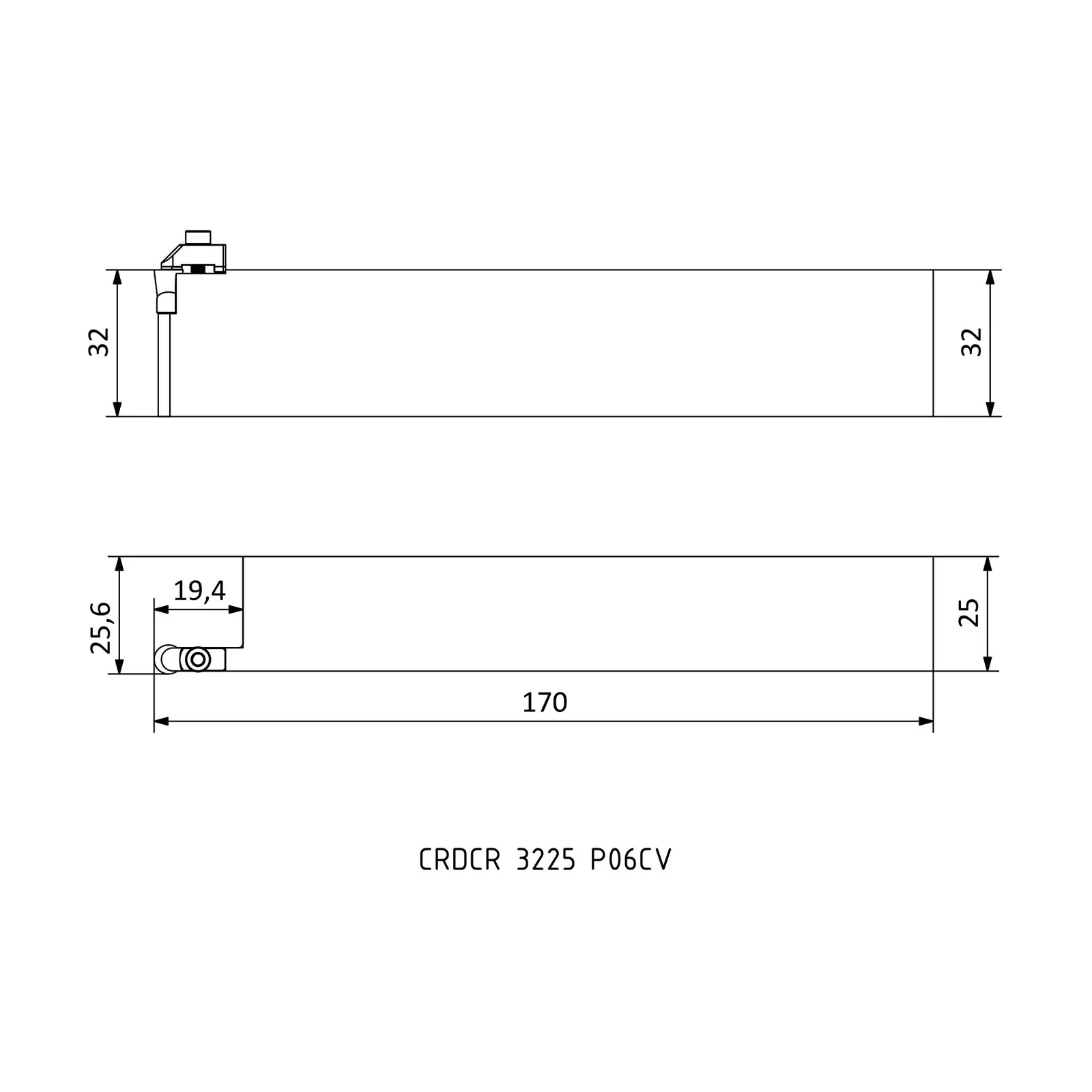 CRDCR 3225 P06CV &mdash; dimensioned drawing