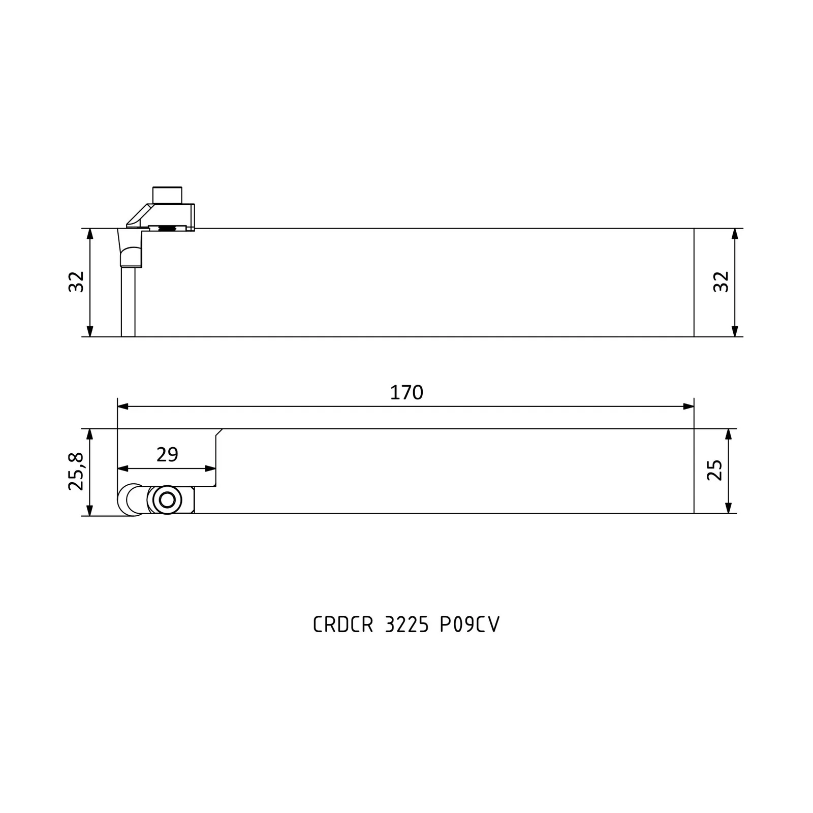 CRDCR 3225 P09CV &mdash; dimensioned drawing