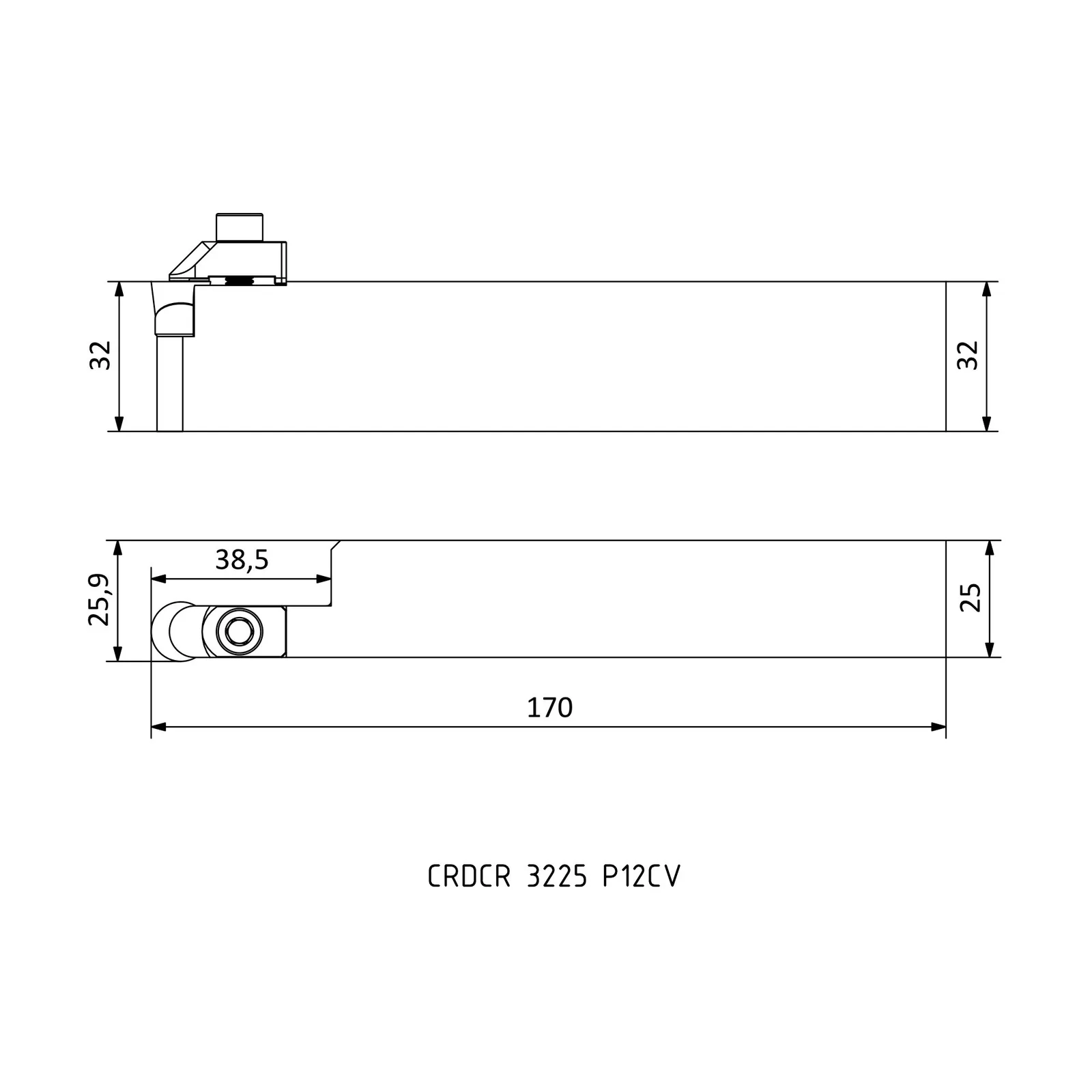 CRDCR 3225 P12CV &mdash; dimensioned drawing
