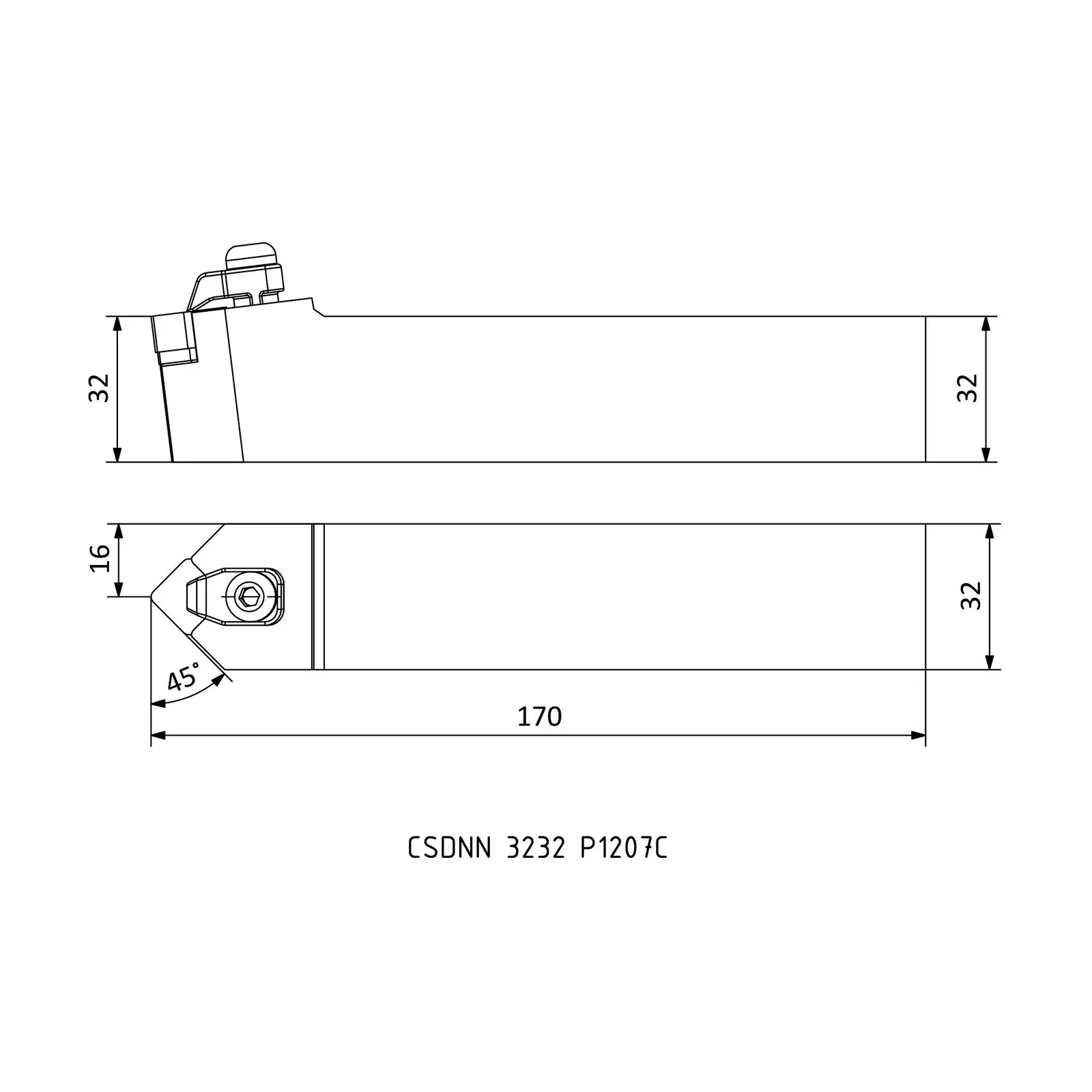 CSDNN 3232 P1207C &mdash; dimensioned drawing