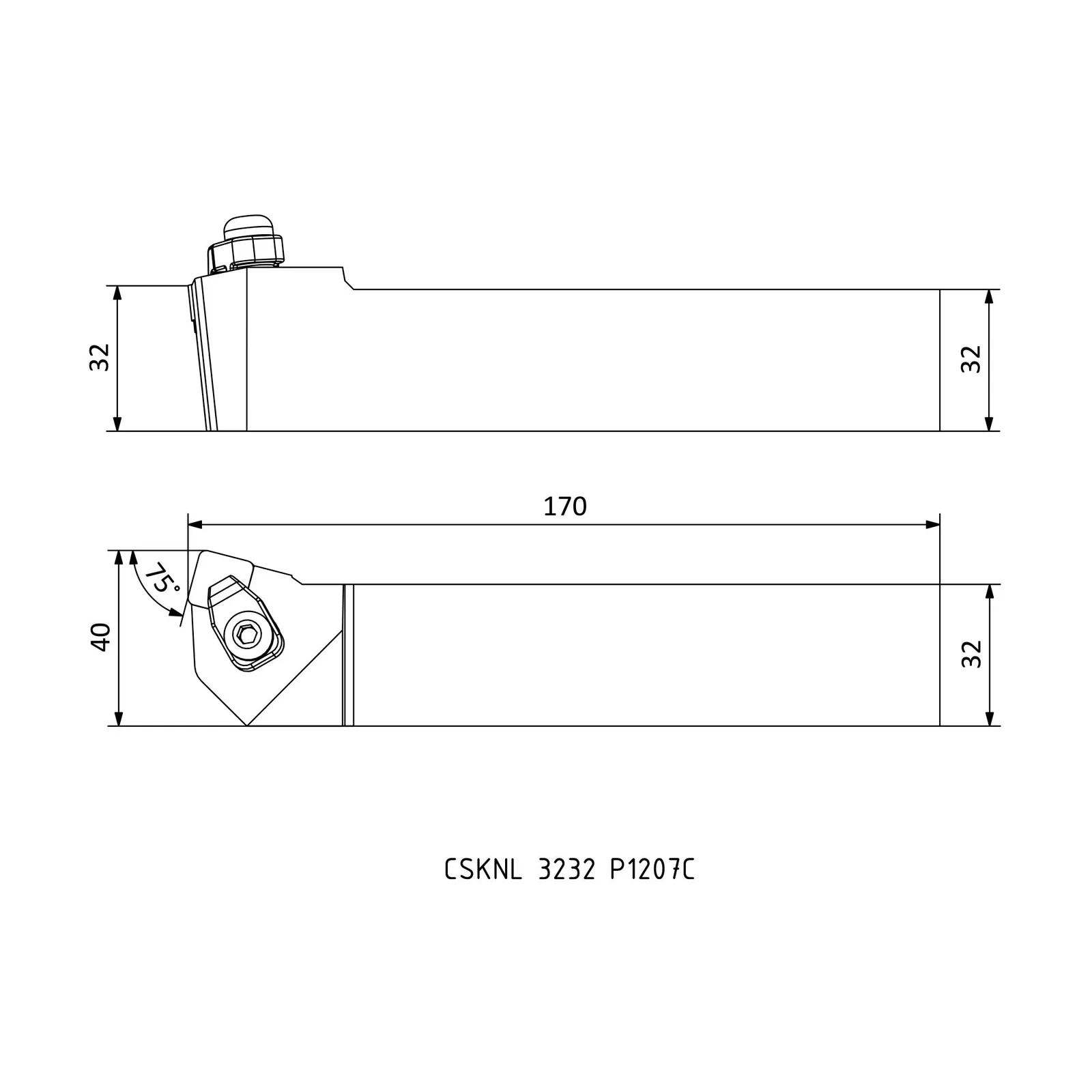 CSKNL 3232 P1207C &mdash; dimensioned drawing