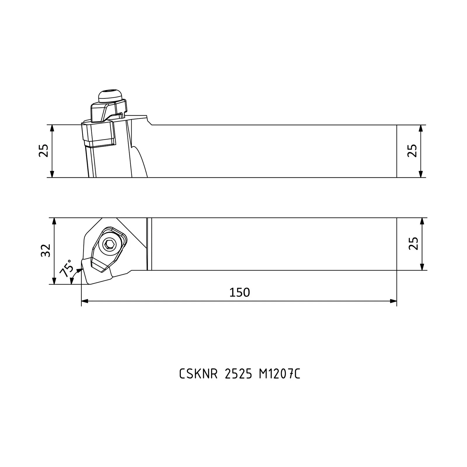 CSKNR 2525 M1207C &mdash; dimensioned drawing
