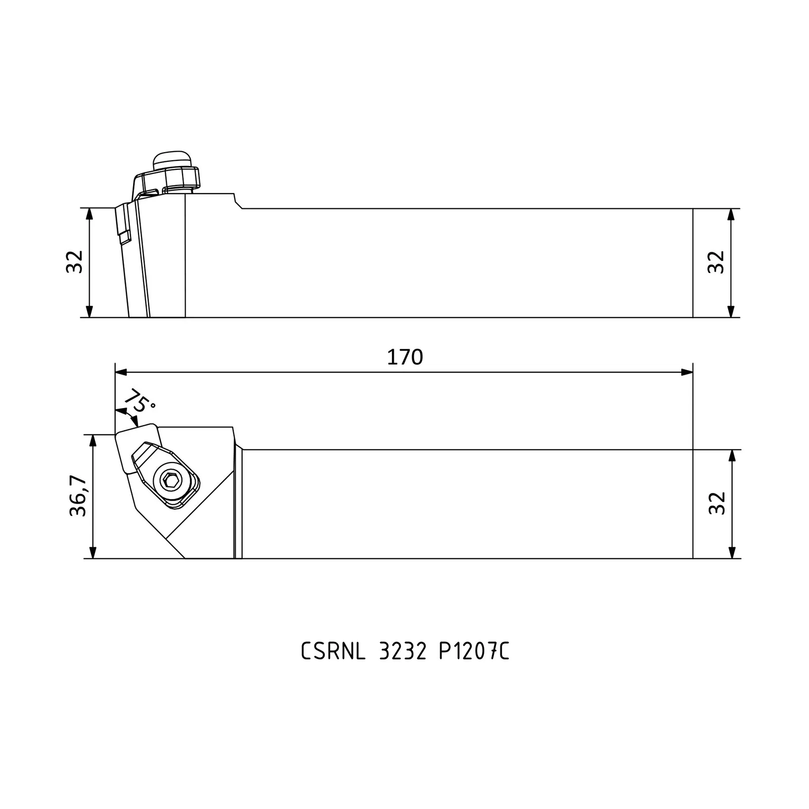 CSRNL 3232 P1207C &mdash; dimensioned drawing