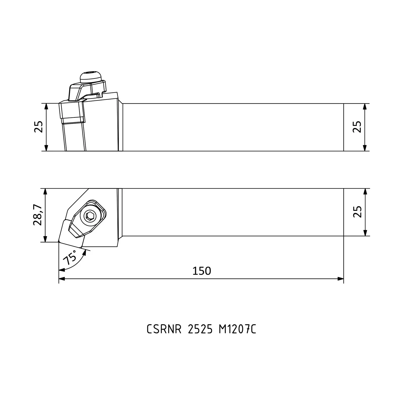 CSRNR 2525 M1207C &mdash; dimensioned drawing