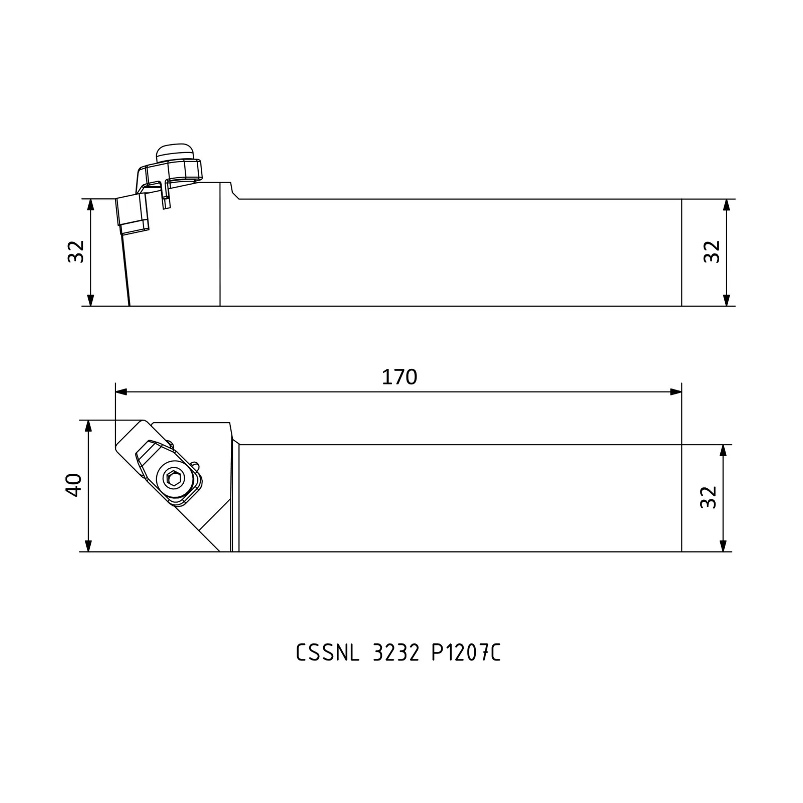 CSSNL 3232 P1207C &mdash; dimensioned drawing