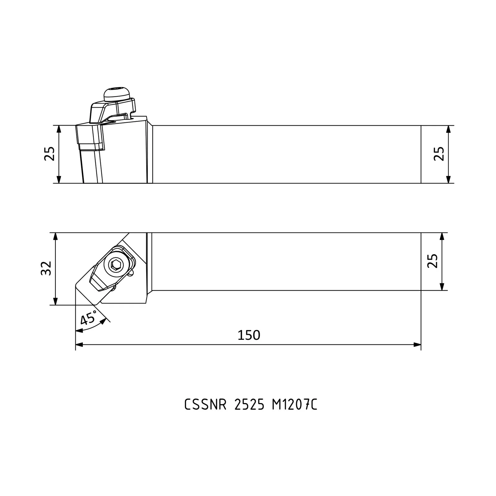 CSSNR 2525 M1207C &mdash; dimensioned drawing