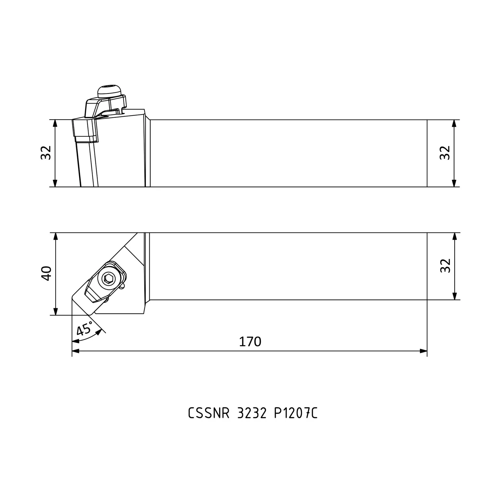 CSSNR 3232 P1207C &mdash; dimensioned drawing