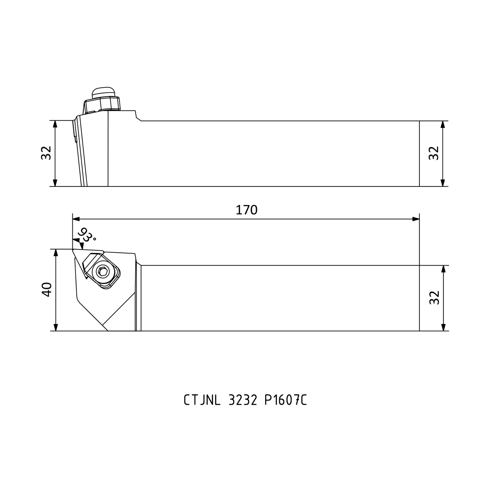 CTJNL 3232 P1607C &mdash; dimensioned drawing