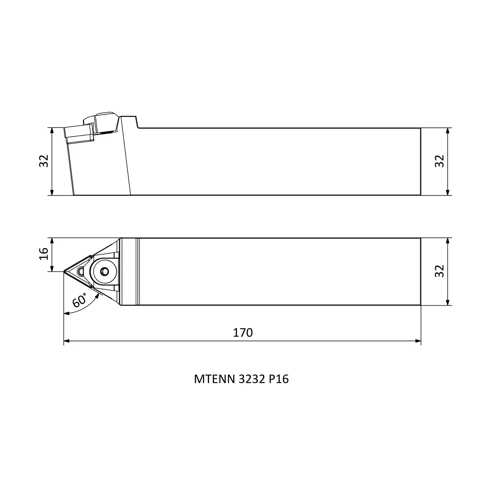 MTENN 3232 P22 &mdash; dimensioned drawing