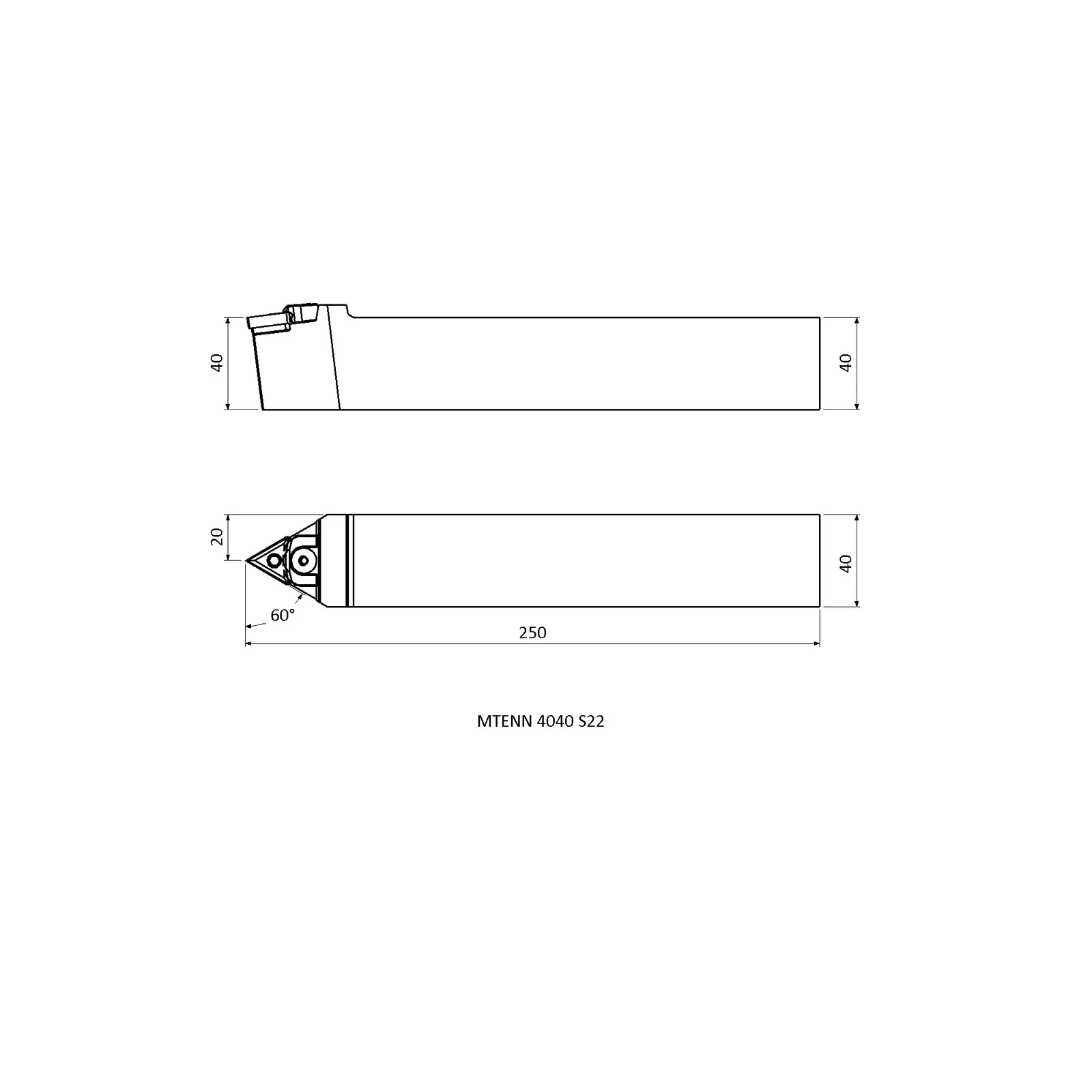 MTENN 4040 S22 &mdash; dimensioned drawing