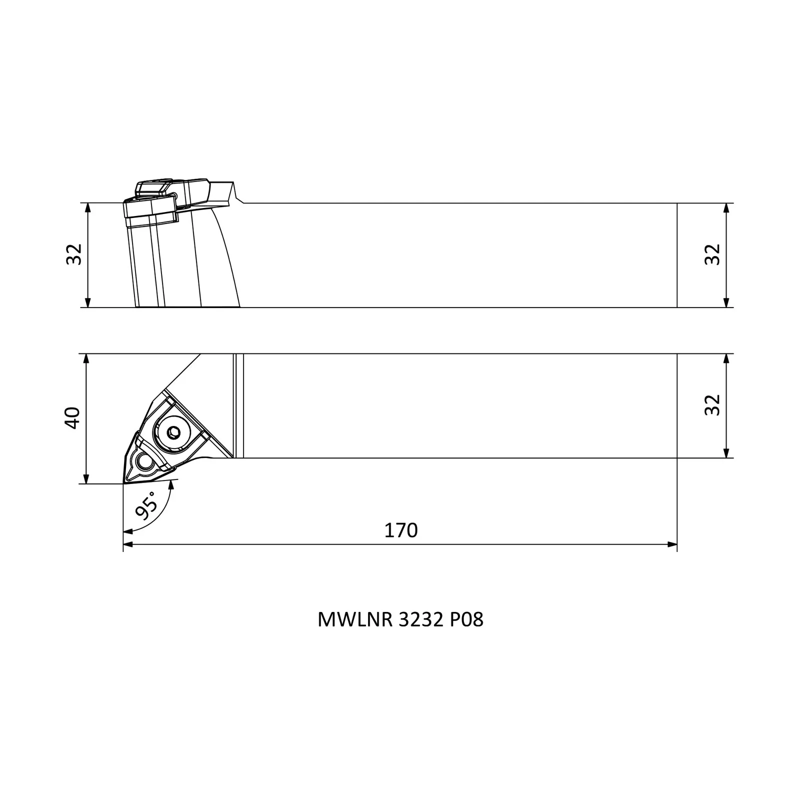 MWLNR 3232 P08 &mdash; dimensioned drawing