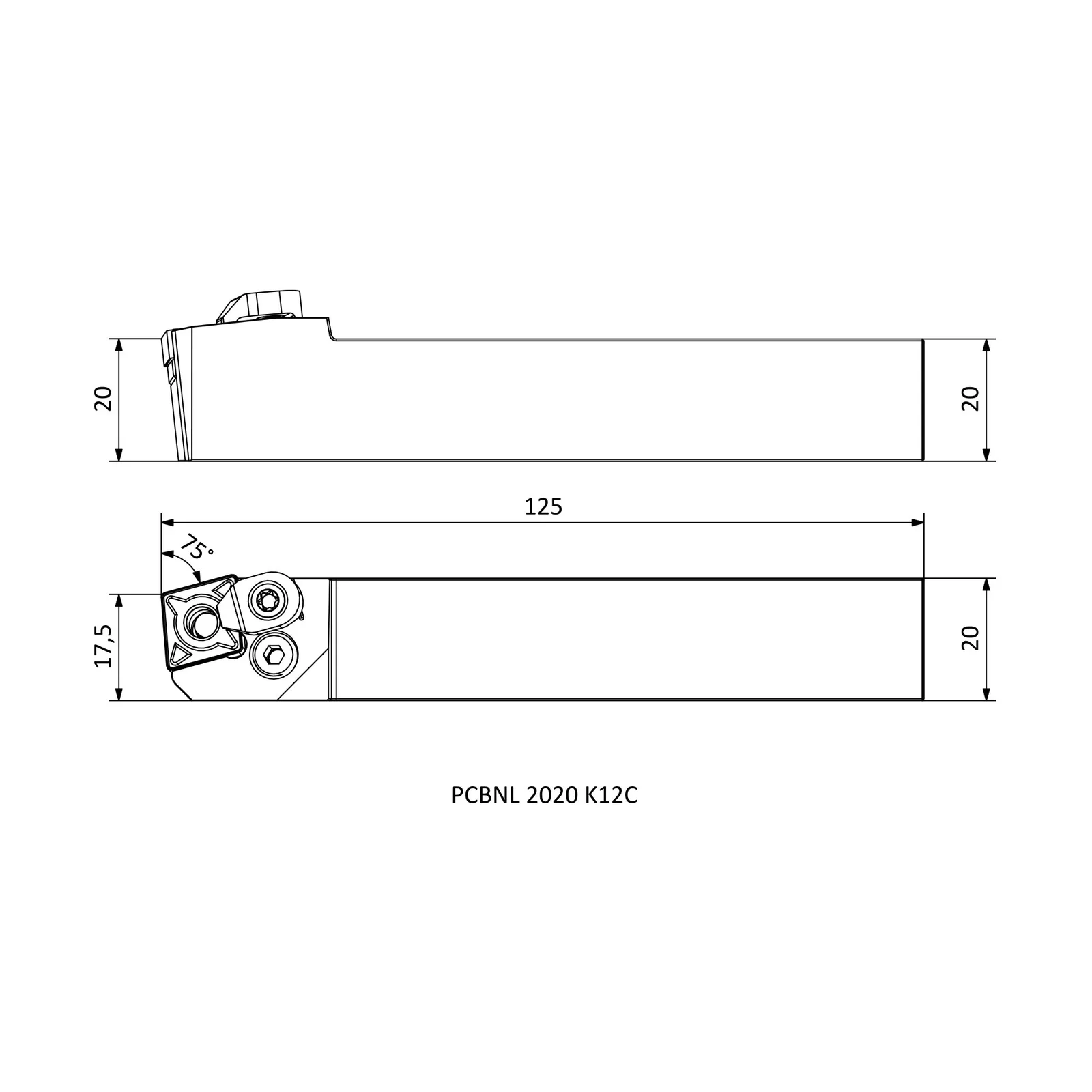 PCBNL 2020 K12C &mdash; dimensioned drawing