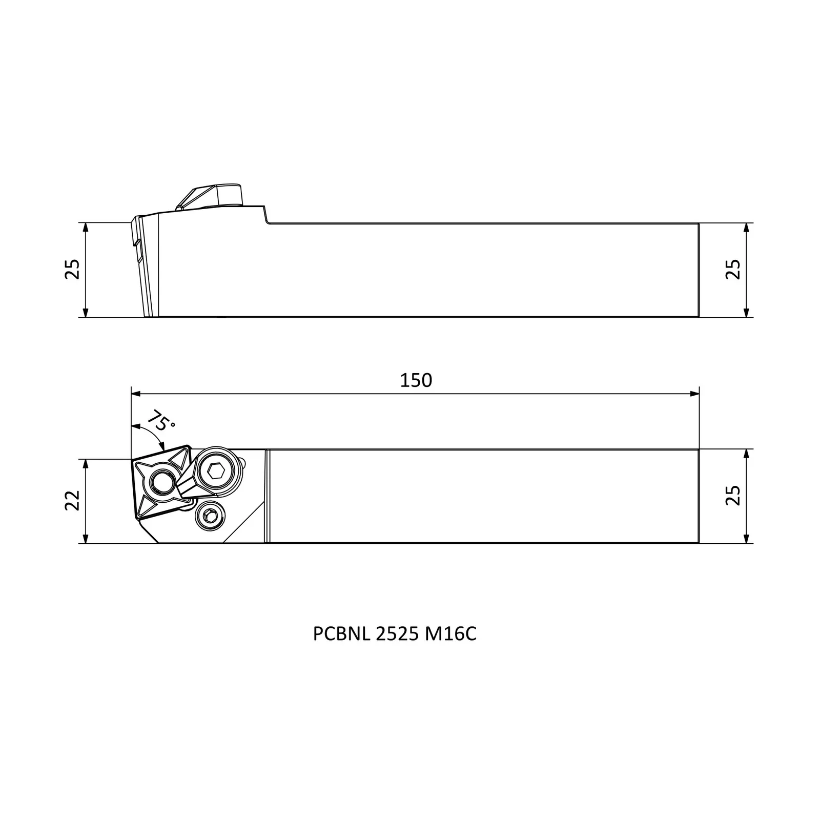 PCBNL 2525 M16C &mdash; dimensioned drawing