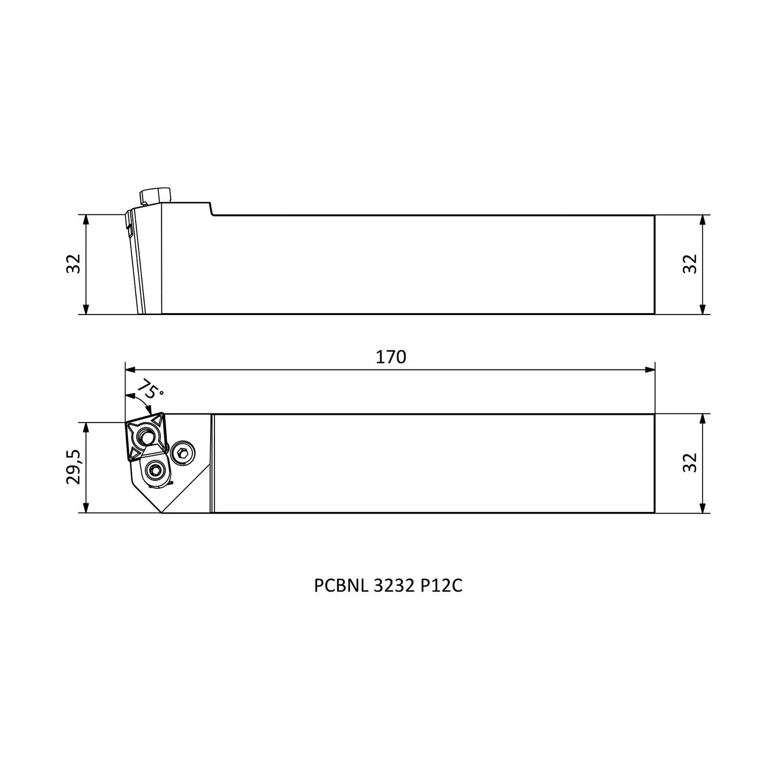 PCBNL 3232 P12C &mdash; dimensioned drawing