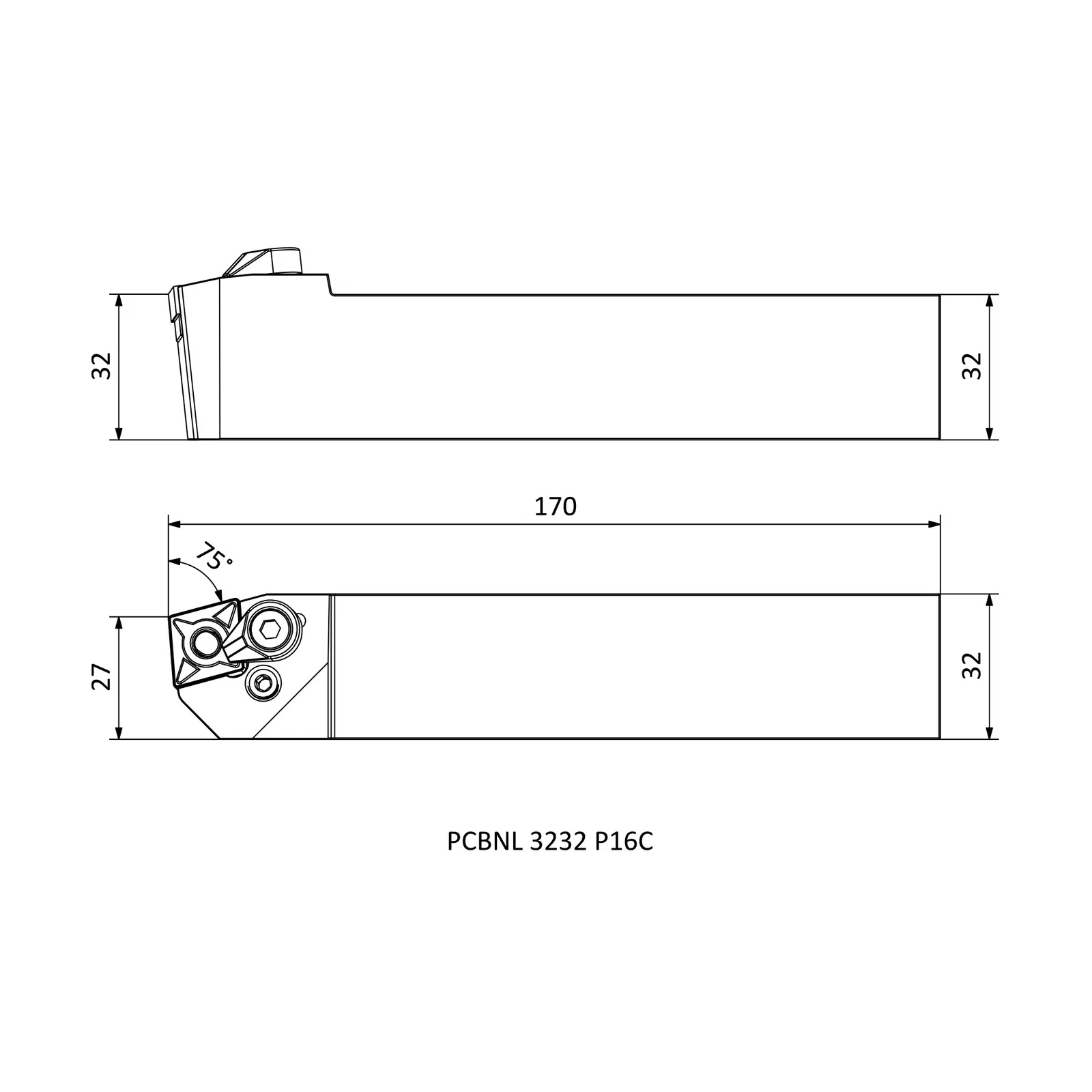 PCBNL 3232 P16C &mdash; dimensioned drawing