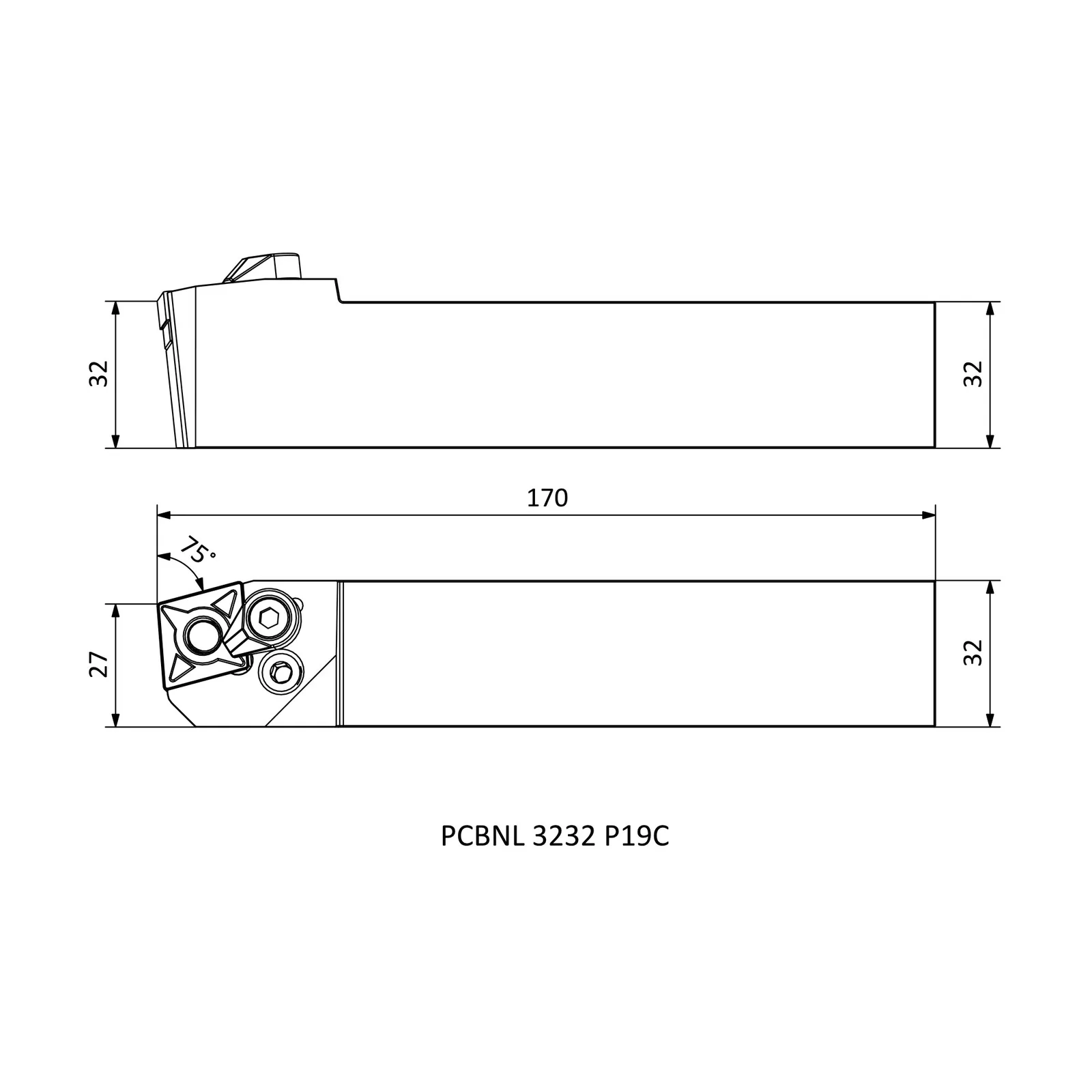 PCBNL 3232 P19C &mdash; dimensioned drawing