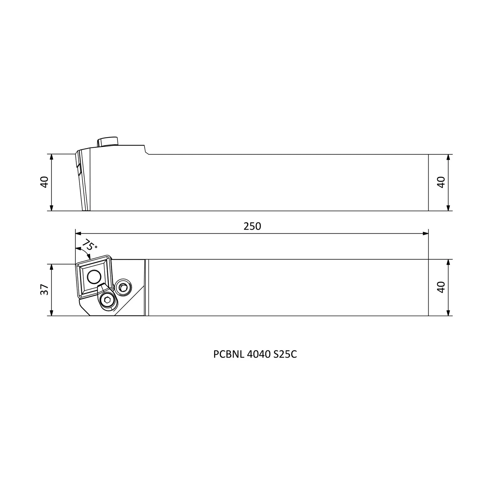 PCBNL 4040 S25C &mdash; dimensioned drawing