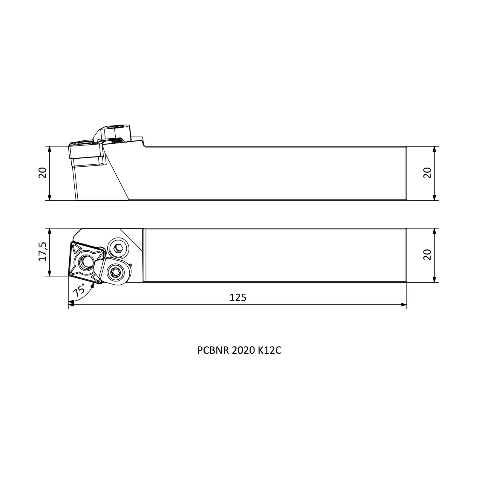 PCBNR 2020 K12C &mdash; dimensioned drawing