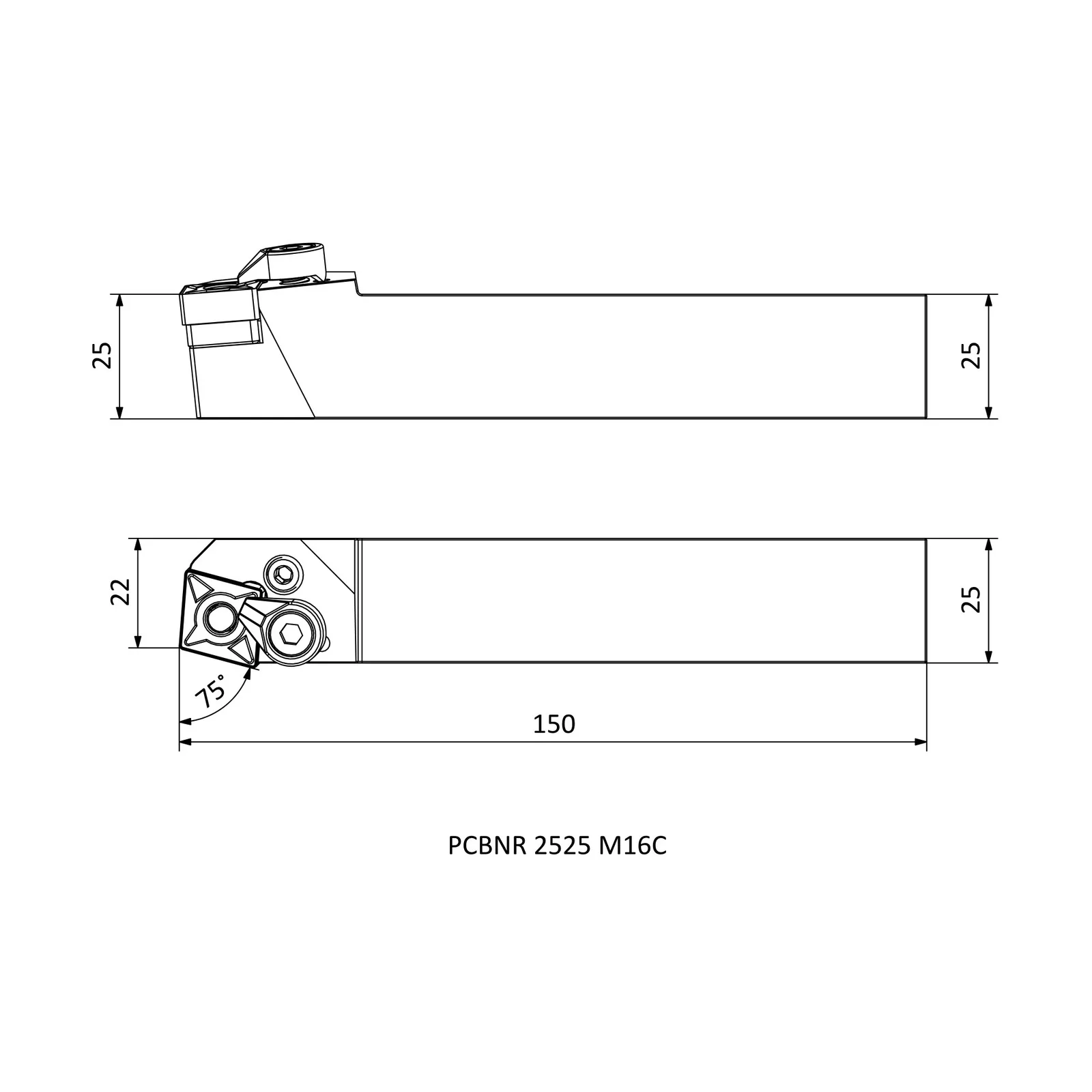 PCBNR 2525 M16C &mdash; dimensioned drawing