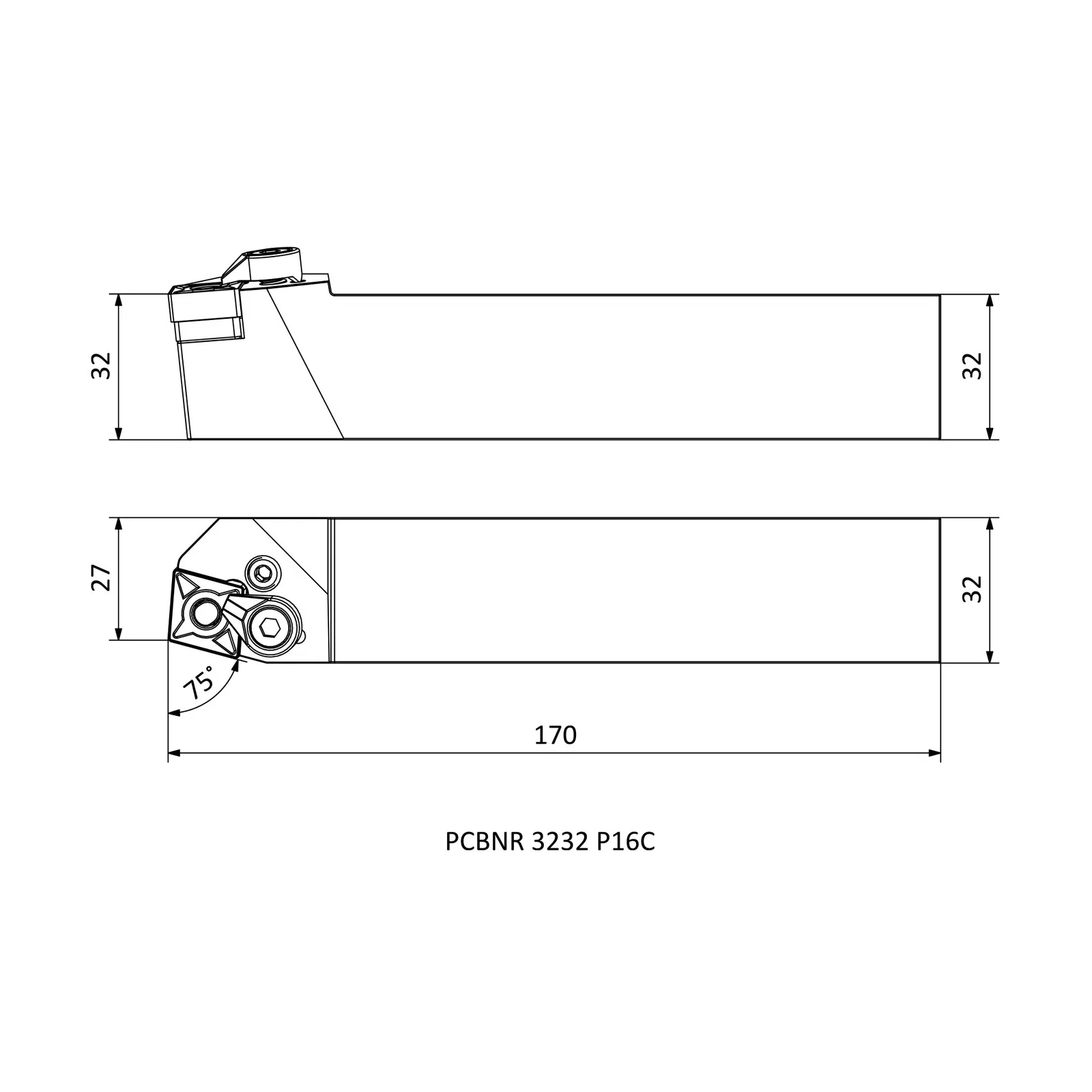 PCBNR 3232 P16C &mdash; dimensioned drawing