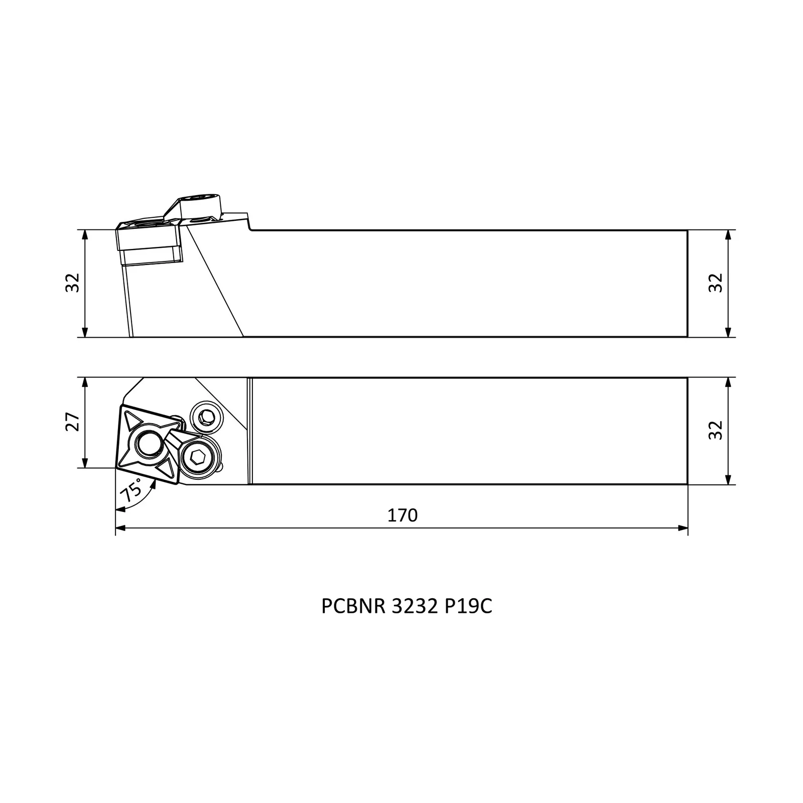 PCBNR 3232 P19C &mdash; dimensioned drawing