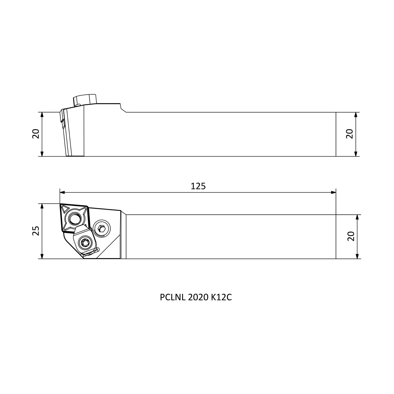 PCLNL 2020 K12C &mdash; dimensioned drawing