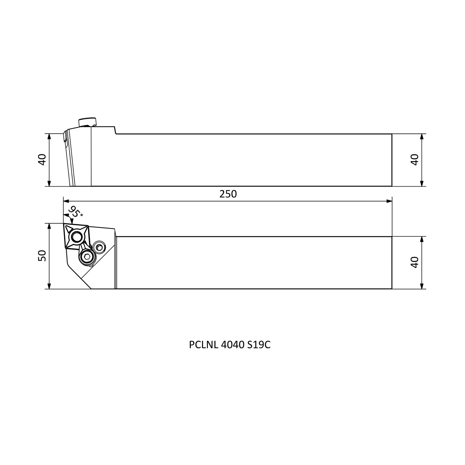 PCLNL 4040 S19C &mdash; dimensioned drawing