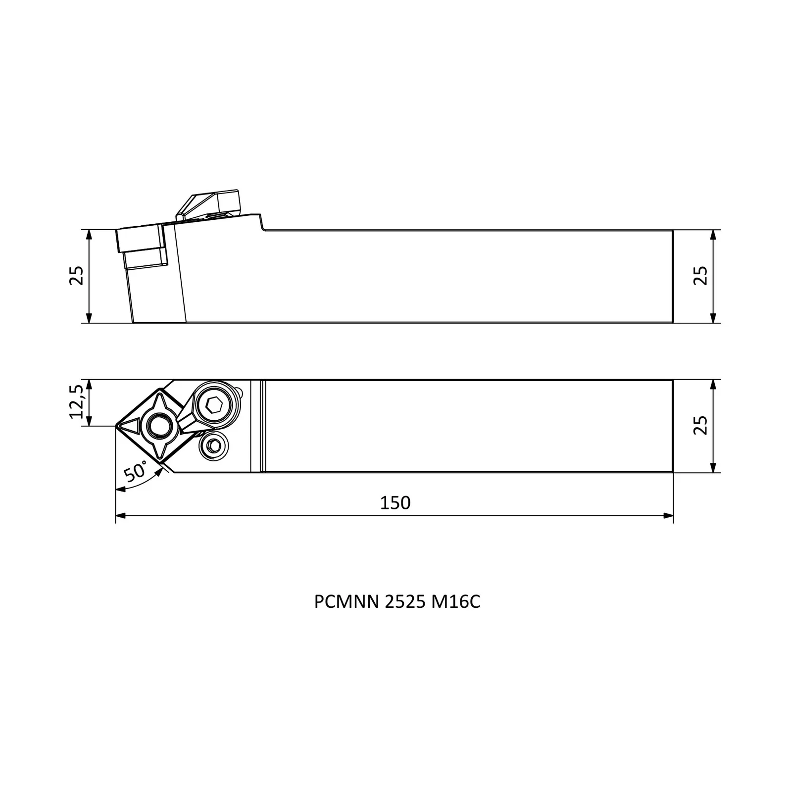 PCMNN 2525 M16C &mdash; dimensioned drawing