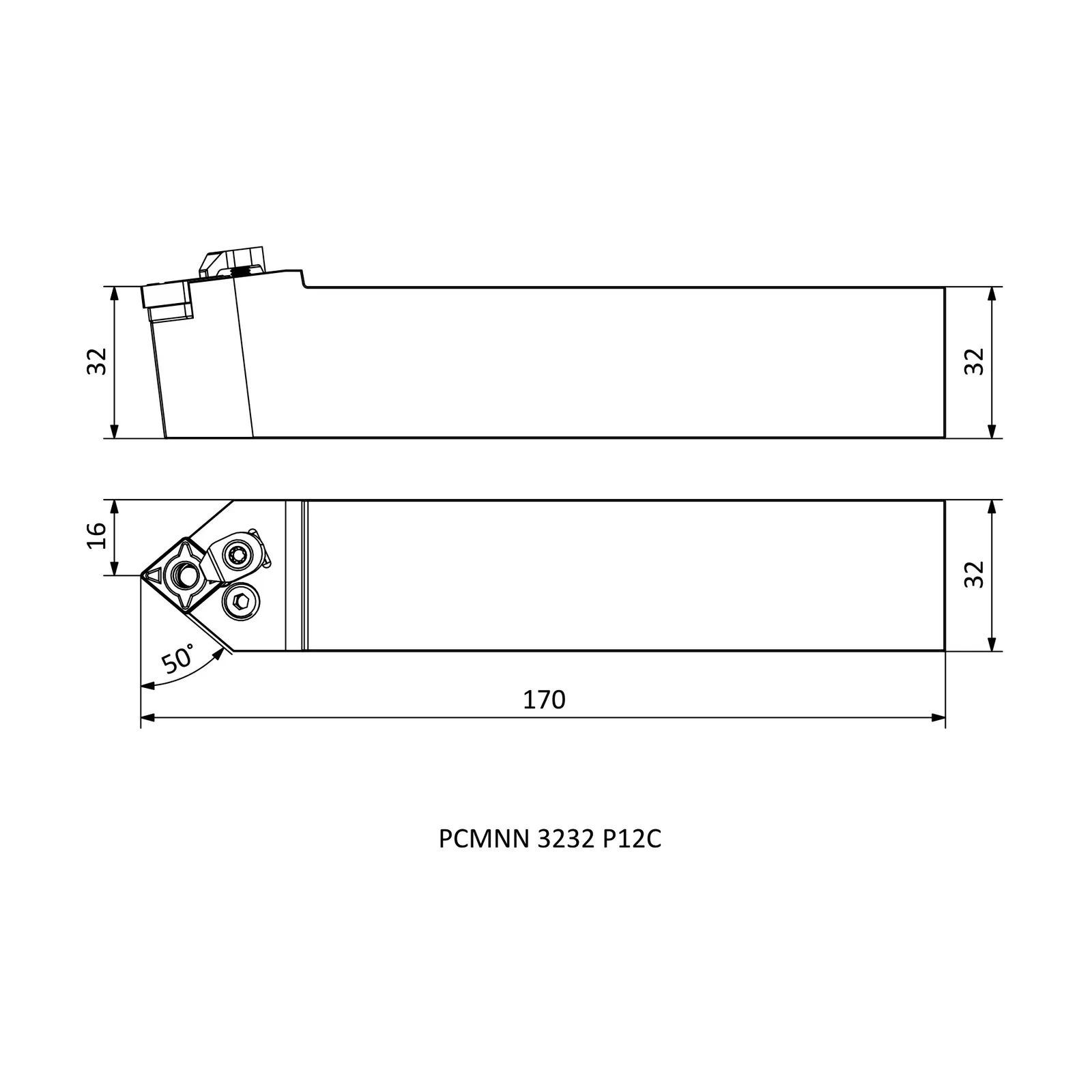 PCMNN 3232 P12C &mdash; dimensioned drawing