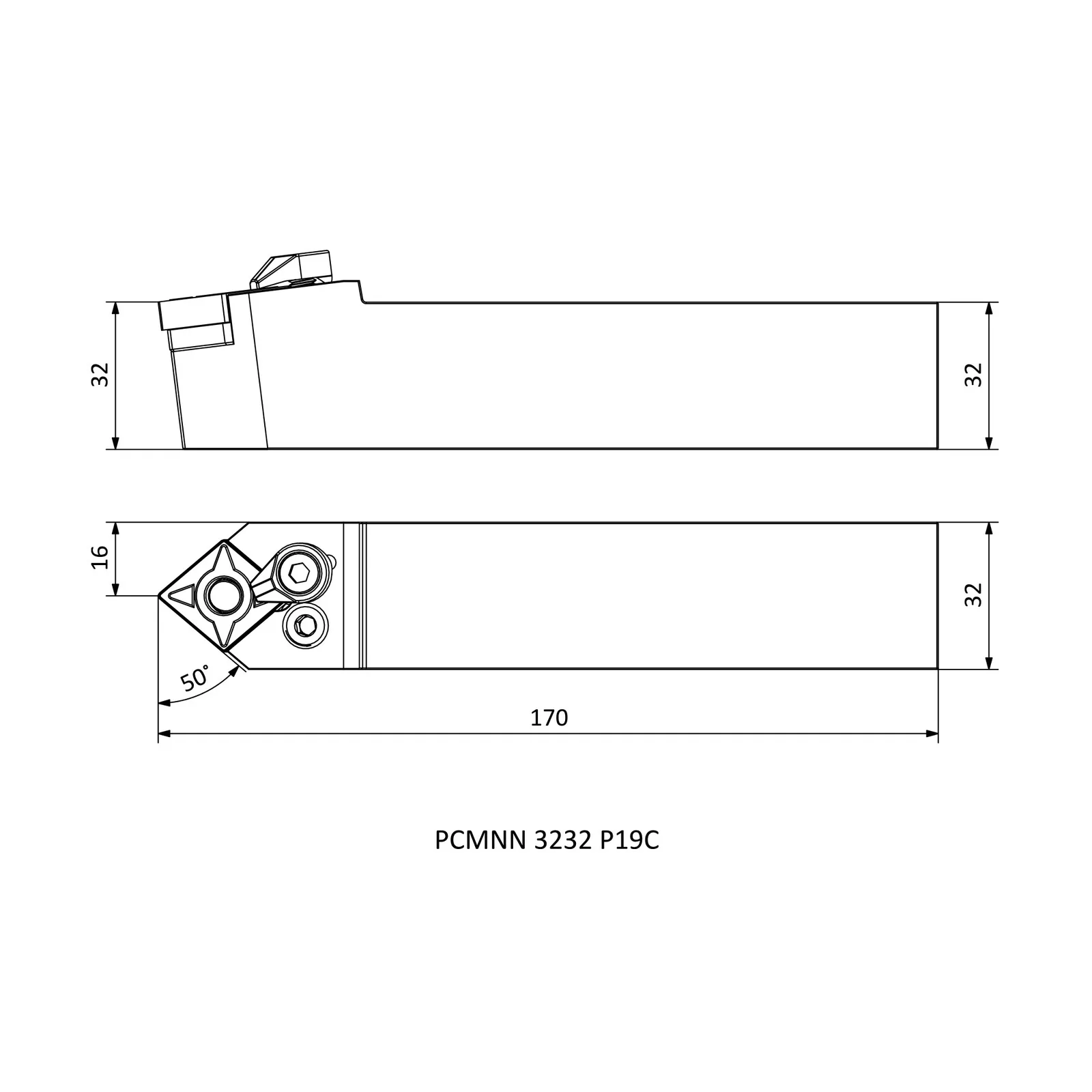 PCMNN 3232 P19C &mdash; dimensioned drawing