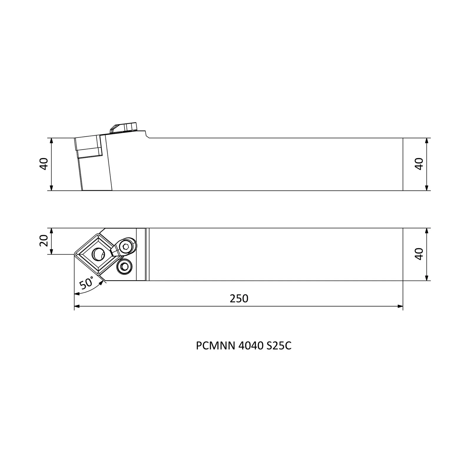 PCMNN 4040 S25C &mdash; dimensioned drawing