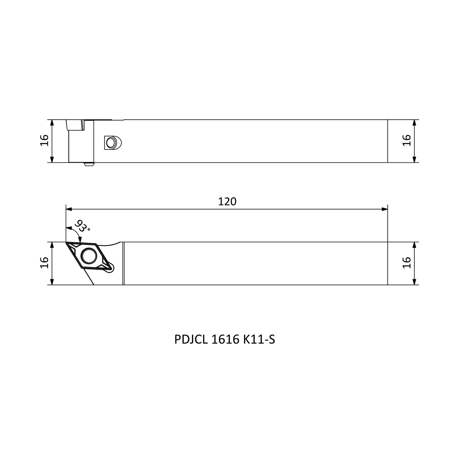 PDJCL 1616 K11-S &mdash; dimensioned drawing