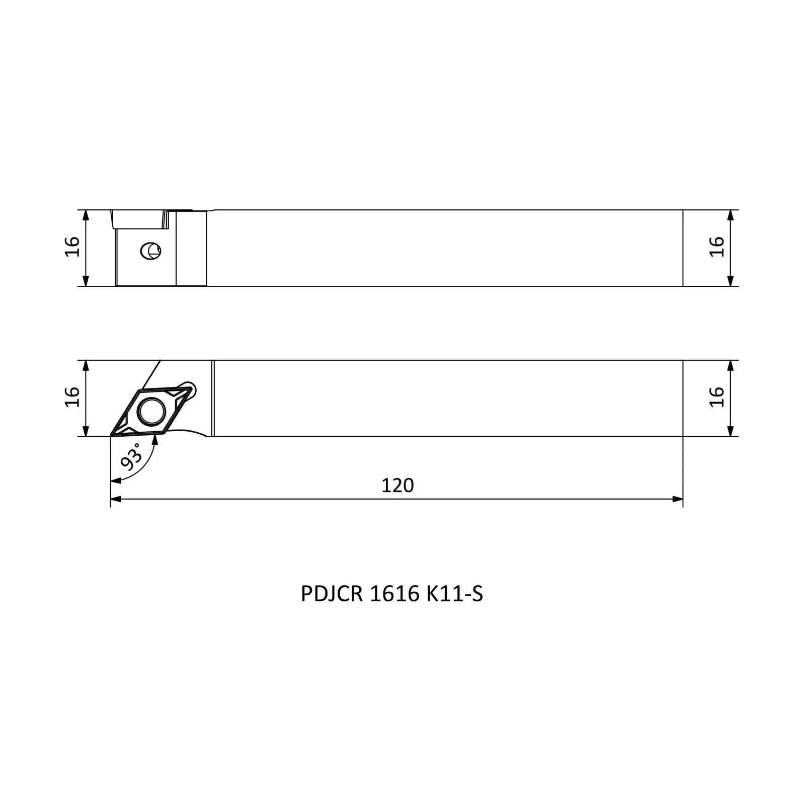 PDJCR 1616 K11-S &mdash; dimensioned drawing