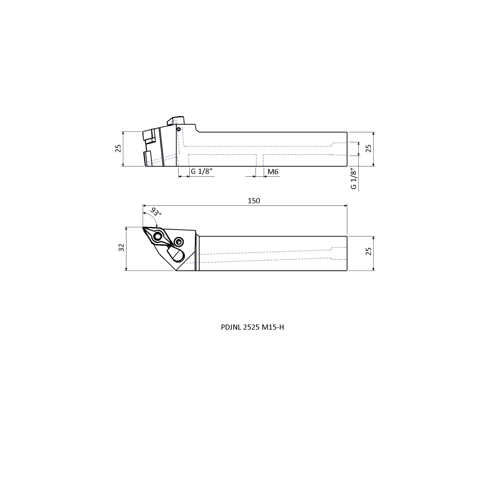 PDJNL 2525 M15-H &mdash; dimensioned drawing