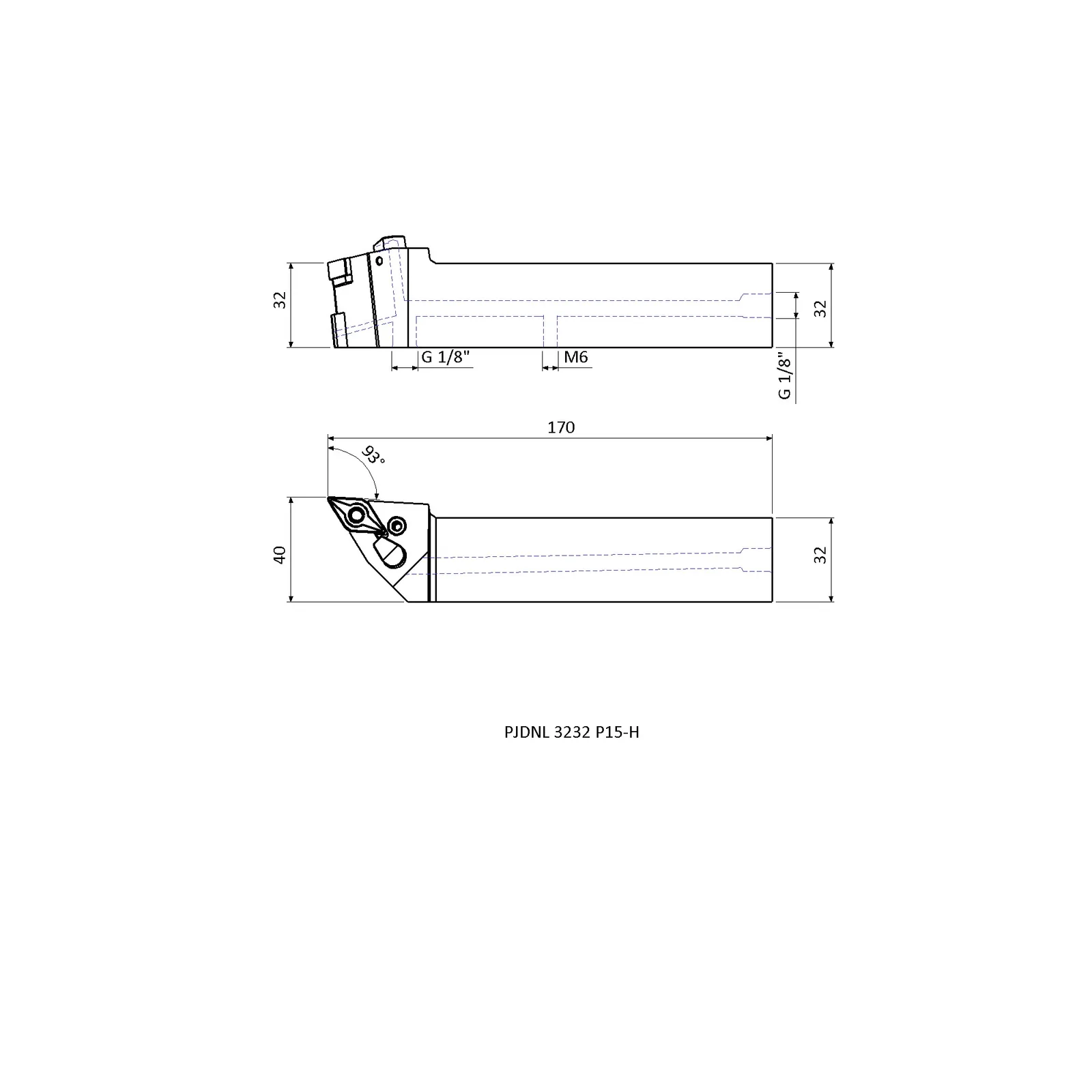 PDJNL 3232 P15-H &mdash; dimensioned drawing