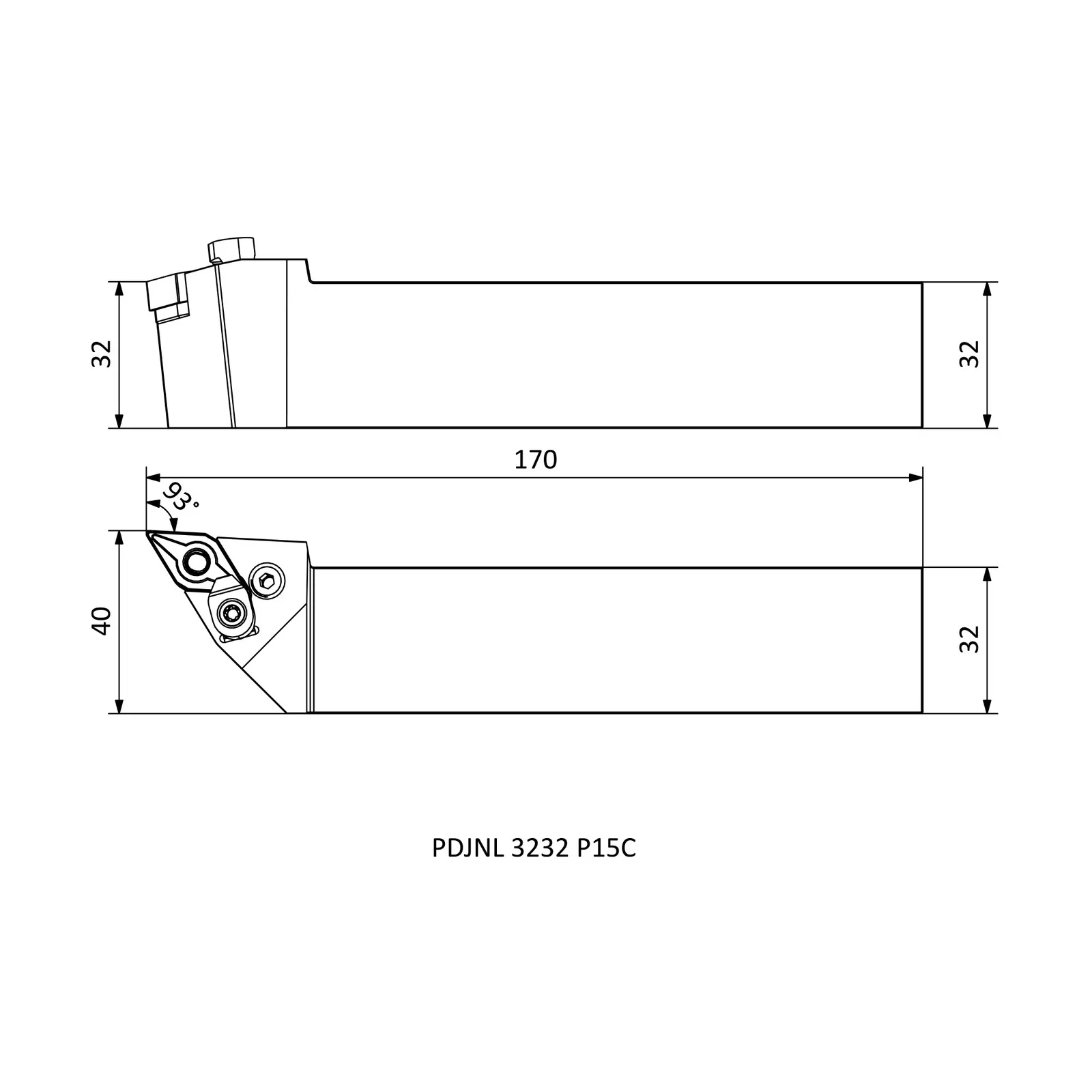 PDJNL 3232 P15C &mdash; dimensioned drawing