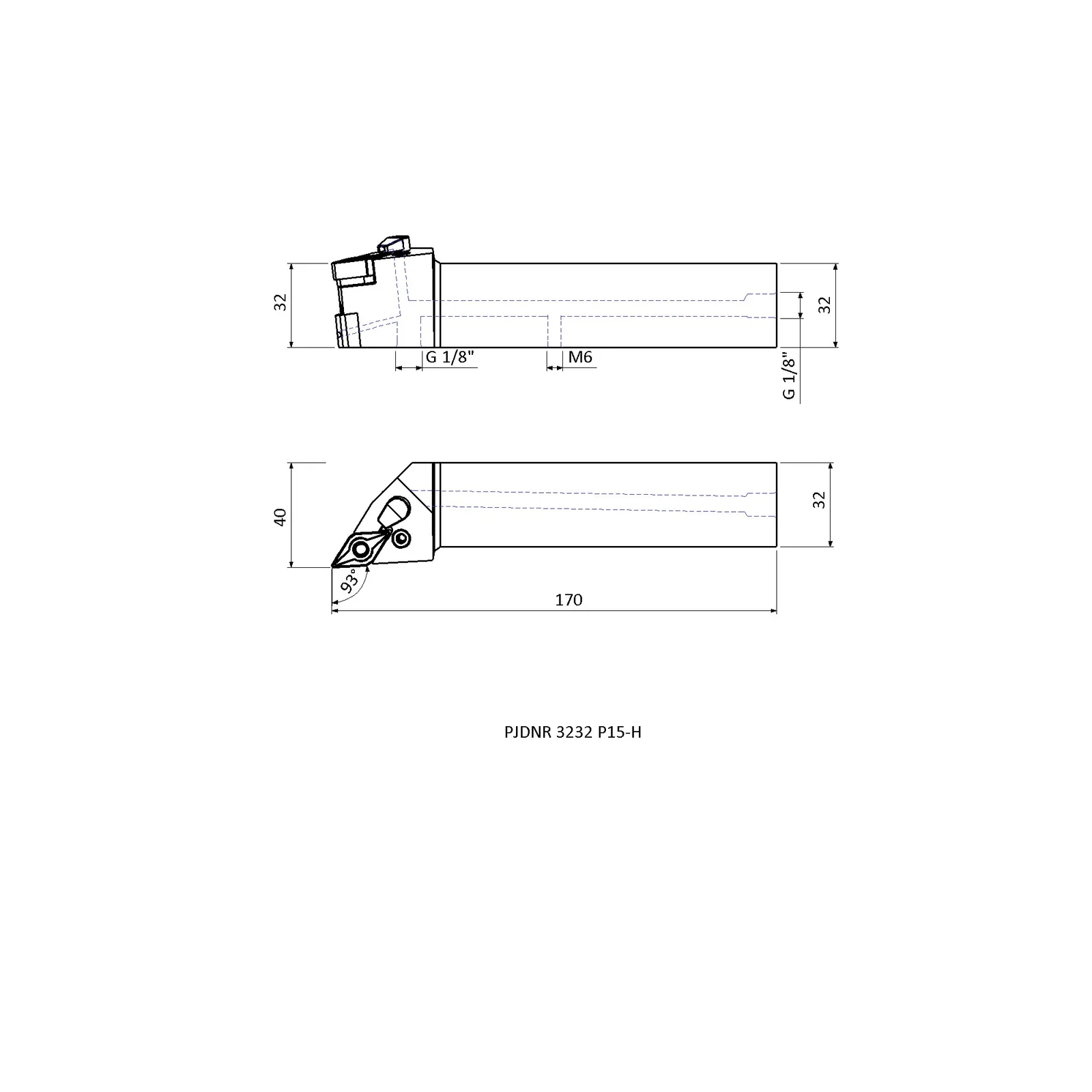 PDJNR 3232 P15-H &mdash; dimensioned drawing