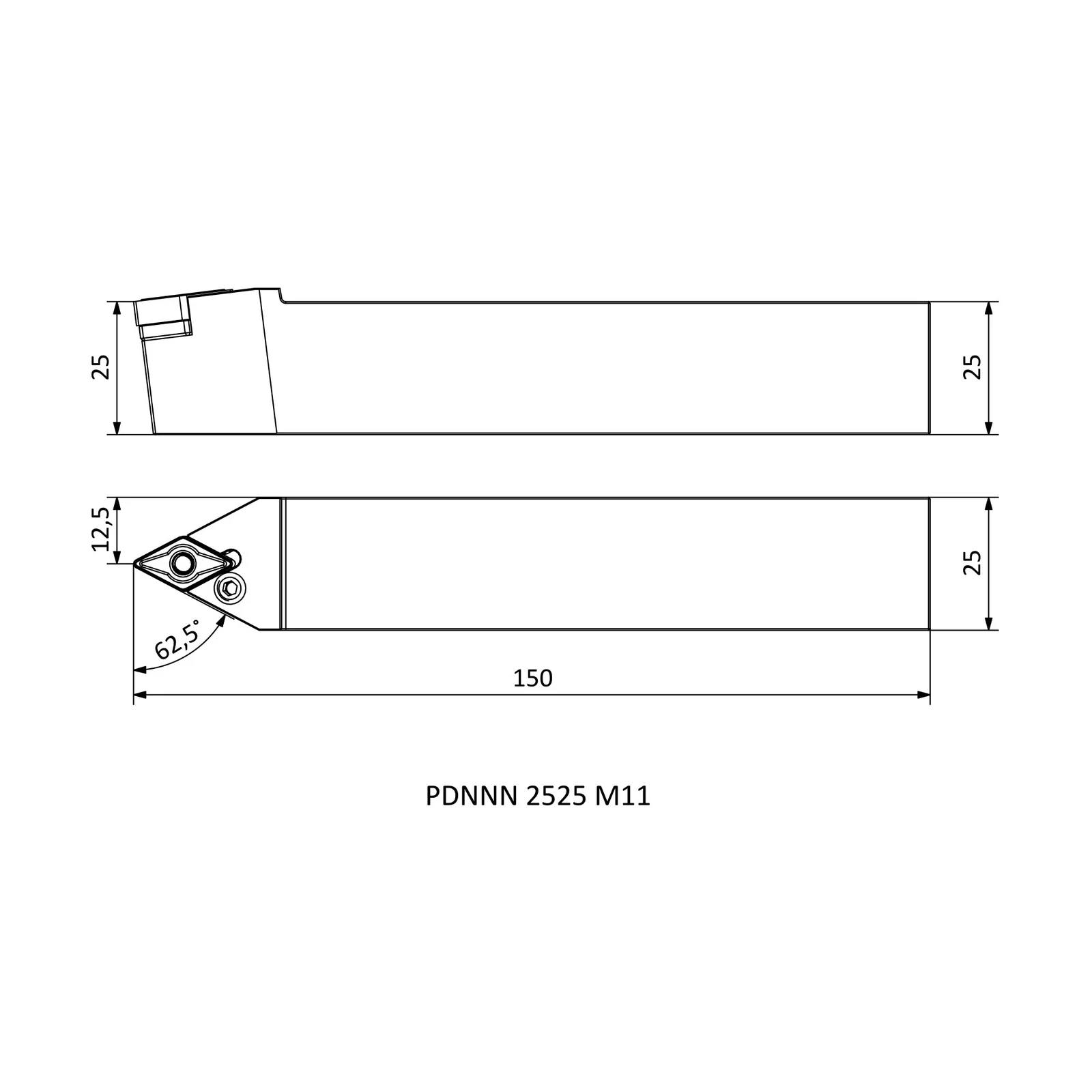 PDNNN 2525 M11 &mdash; dimensioned drawing