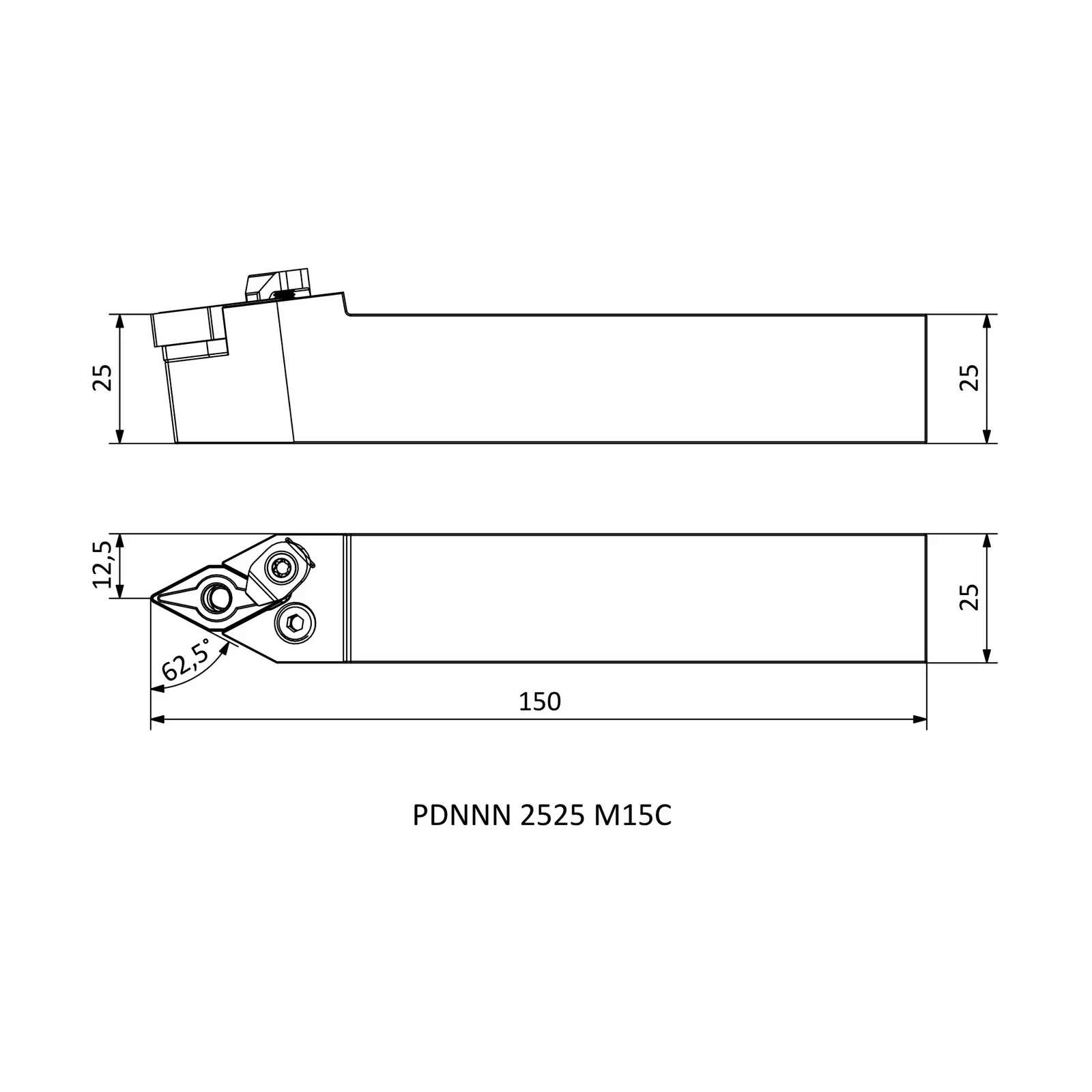 PDNNN 2525 M15C &mdash; dimensioned drawing