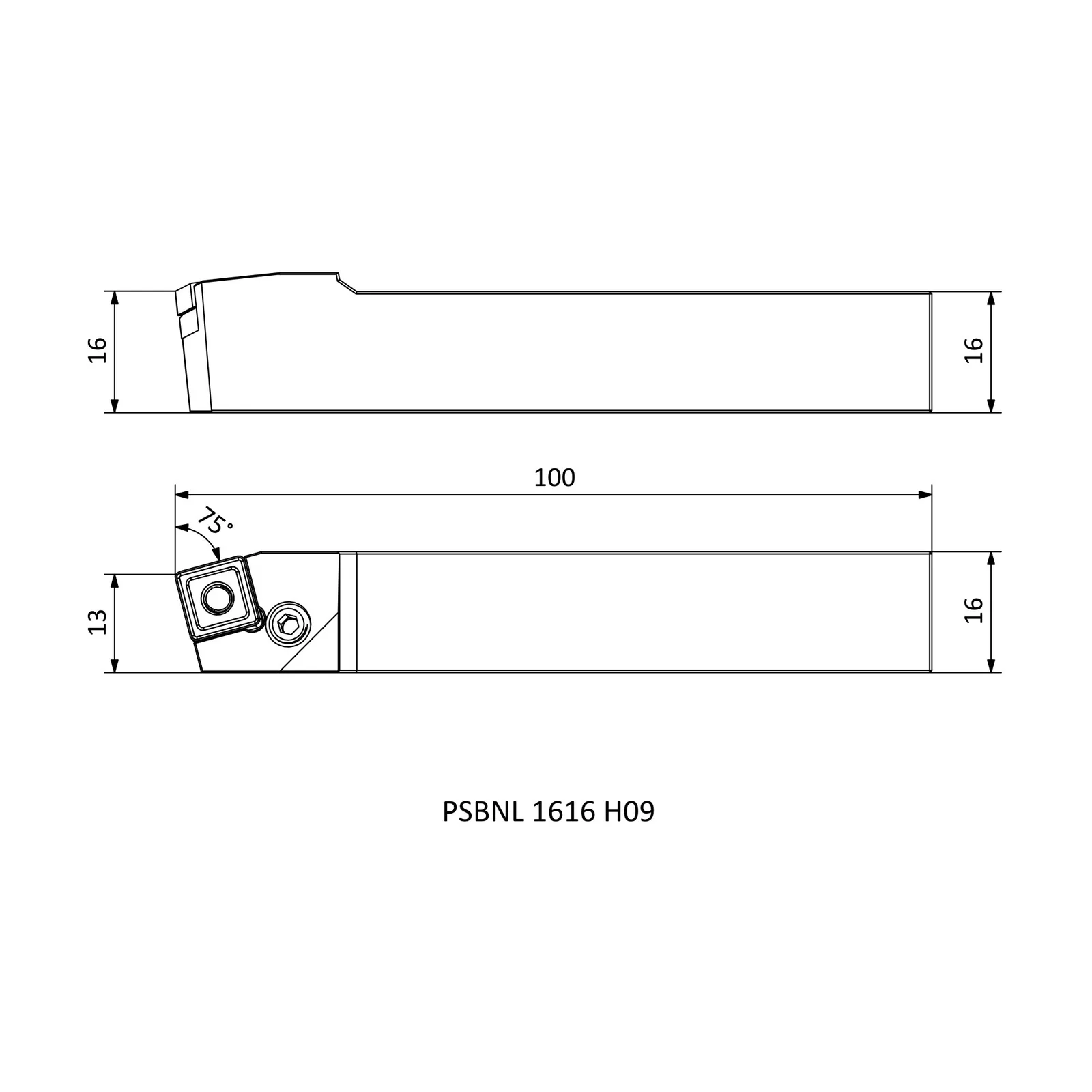 PSBNL 1616 H09 &mdash; dimensioned drawing