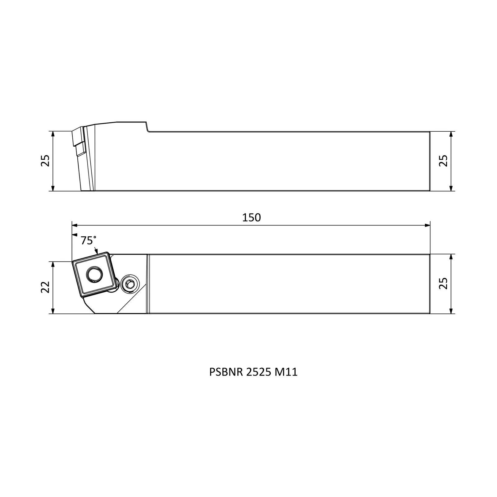 PSBNL 2525 M15 &mdash; dimensioned drawing