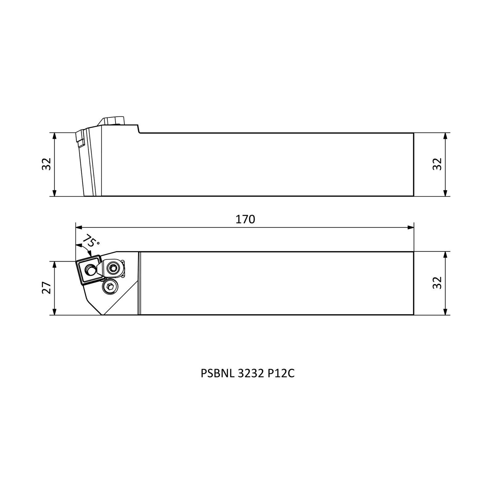 PSBNL 3232 P12C &mdash; dimensioned drawing
