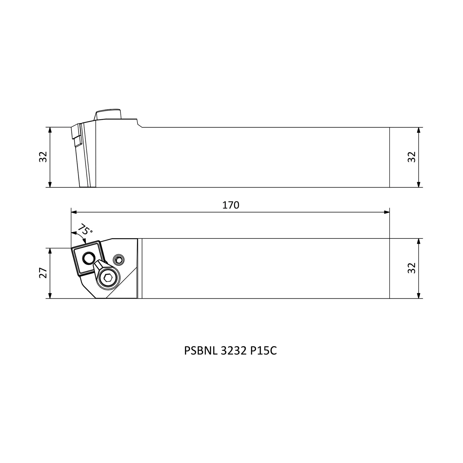 PSBNL 3232 P15C &mdash; dimensioned drawing