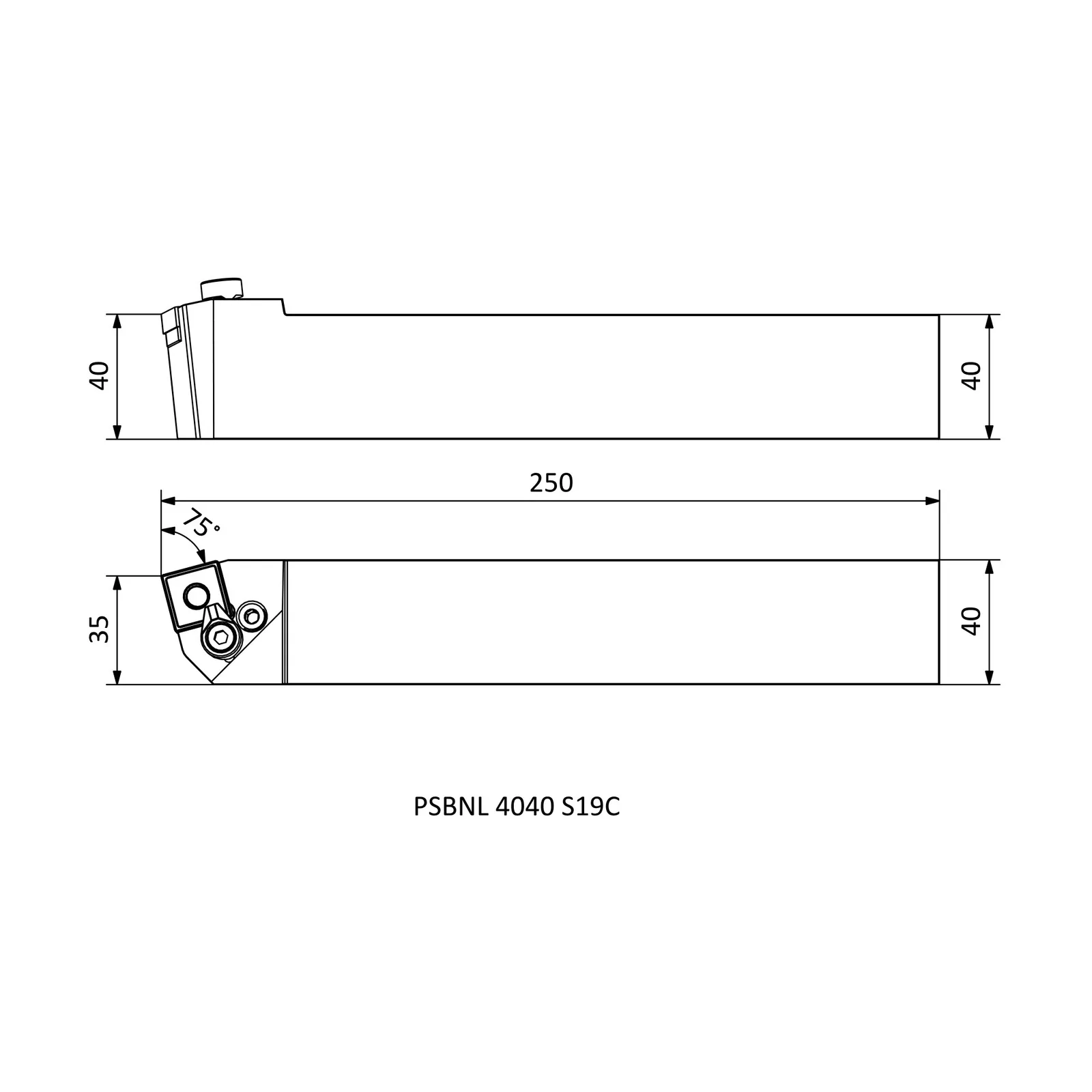 PSBNL 4040 S19C &mdash; dimensioned drawing