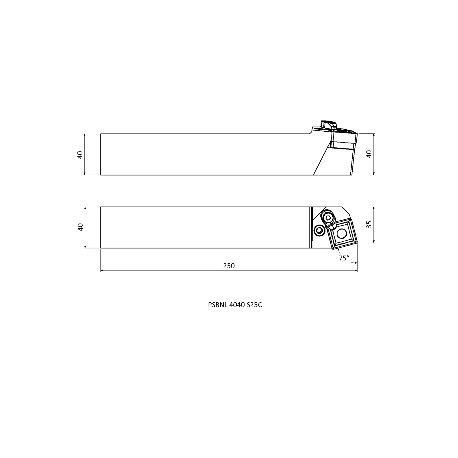 PSBNL 4040 S25C &mdash; dimensioned drawing