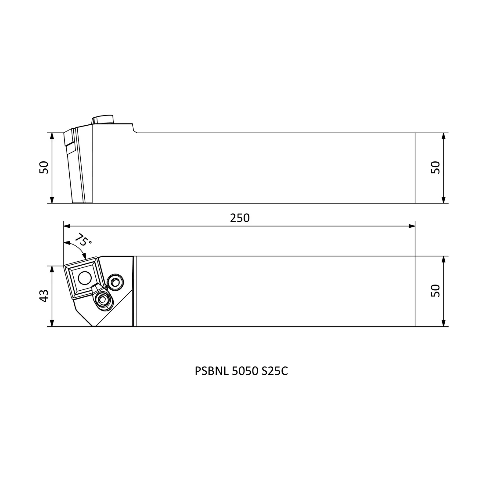 PSBNL 5050 S25C &mdash; dimensioned drawing
