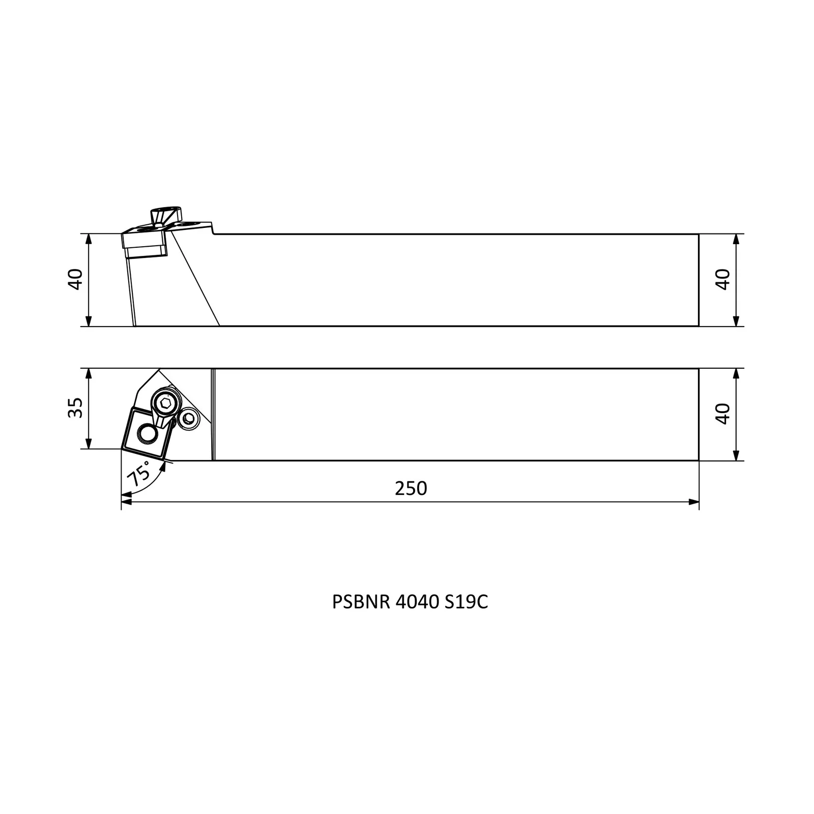 PSBNR 4040 S19C &mdash; dimensioned drawing