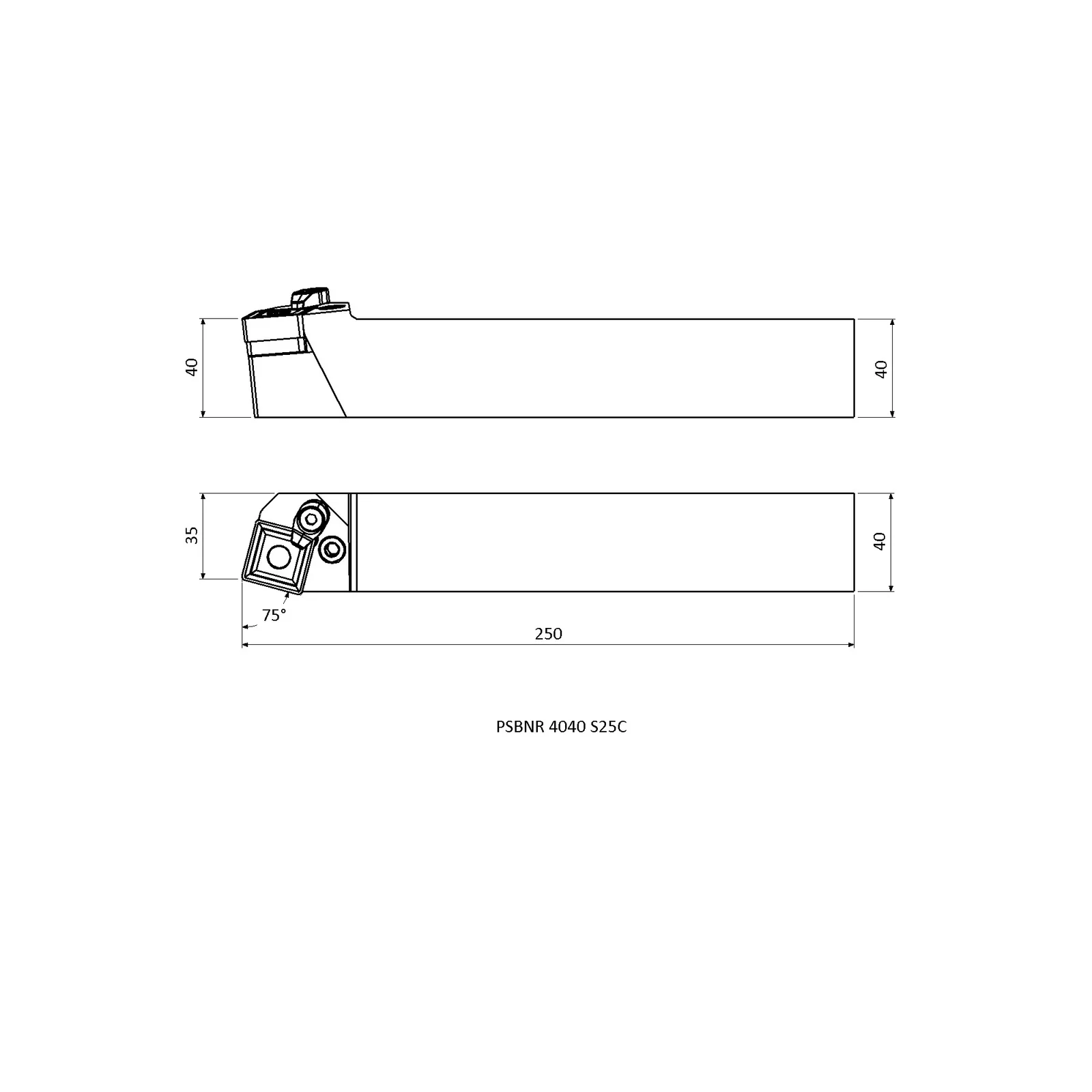 PSBNR 4040 S25C &mdash; dimensioned drawing