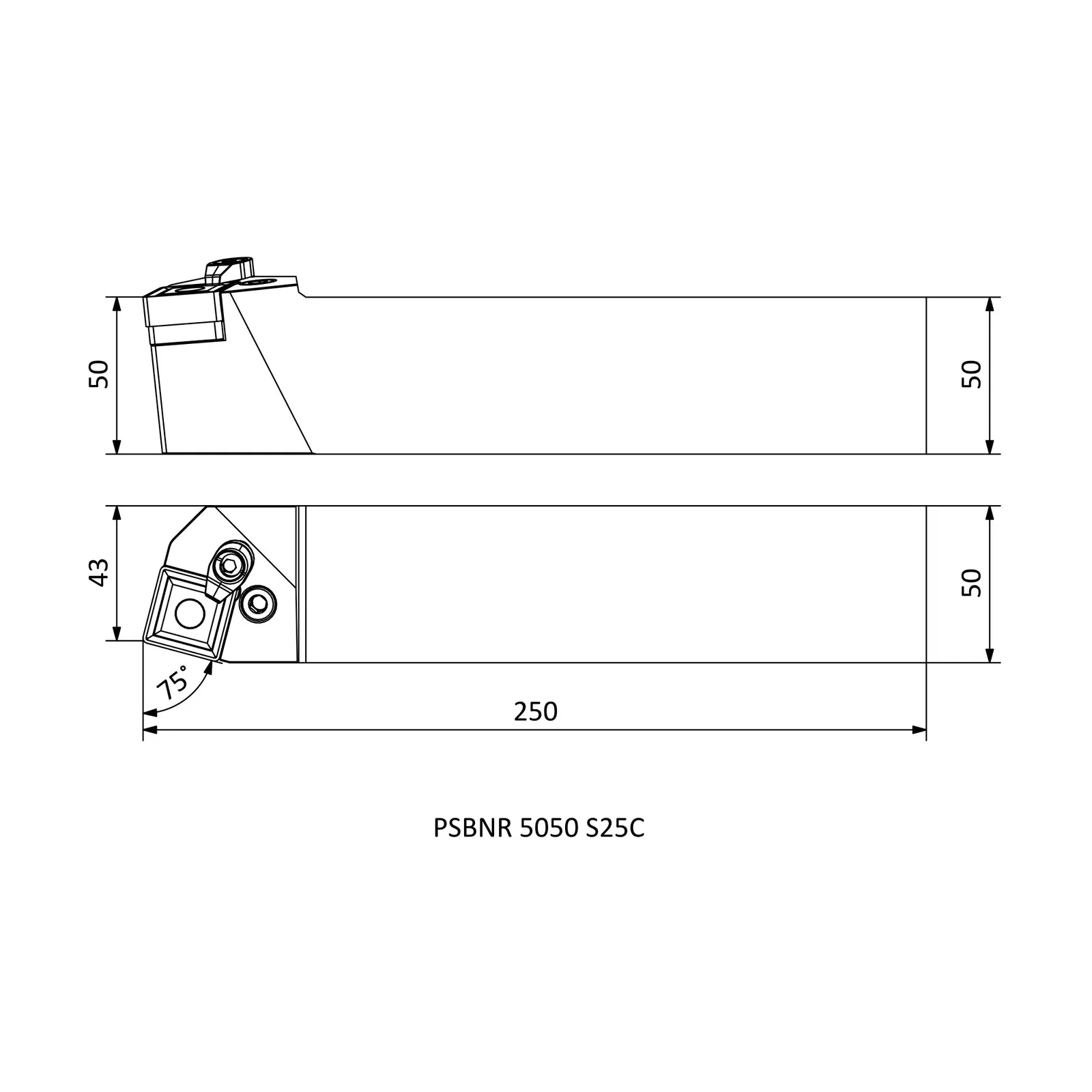 PSBNR 5050 S25C &mdash; dimensioned drawing