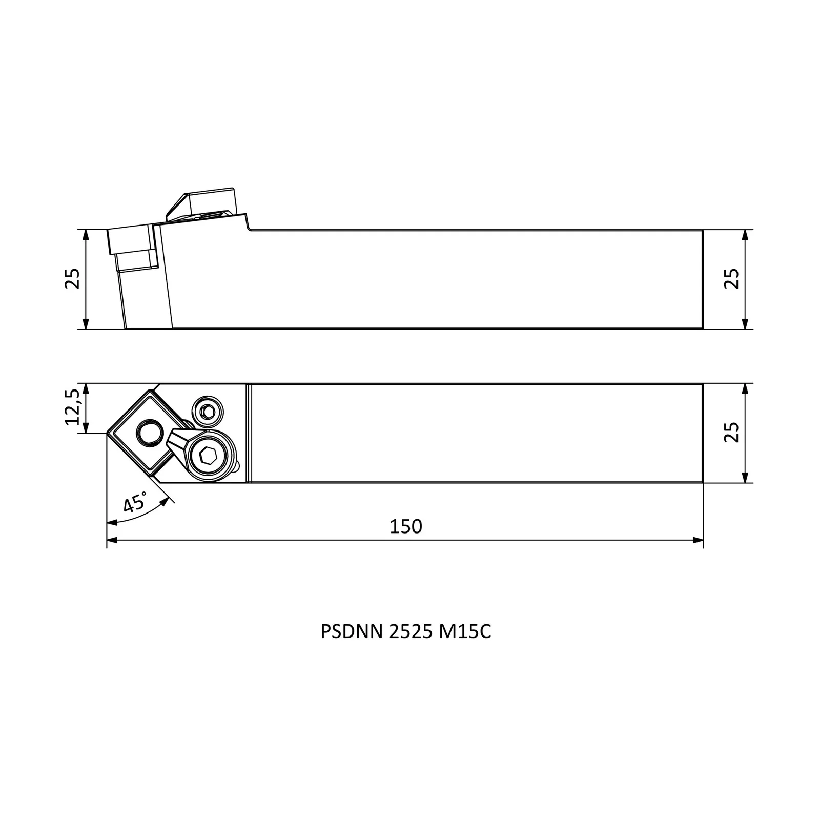 PSDNN 2525 M15C &mdash; dimensioned drawing